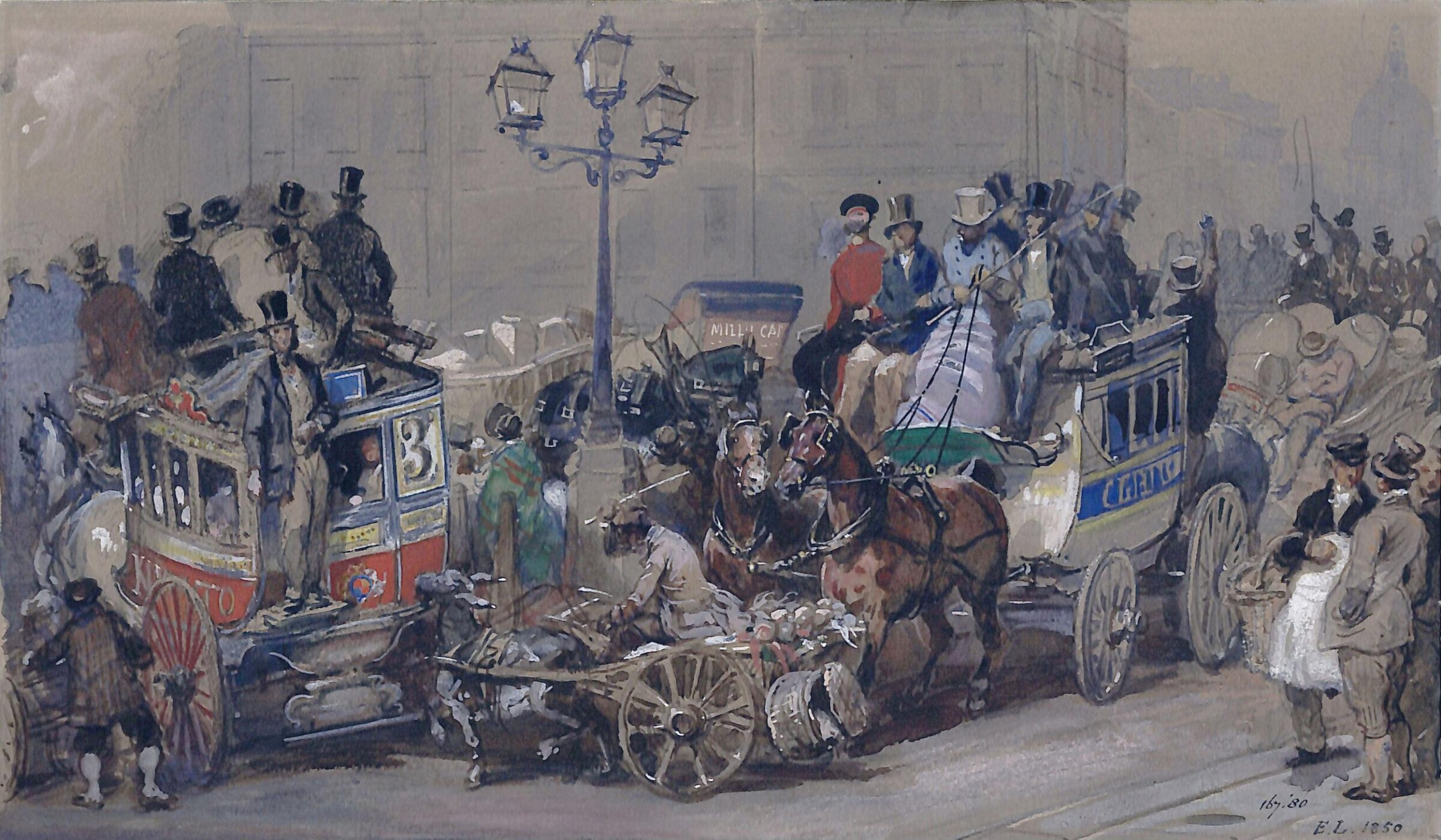Ludgate Circus, London, Lami, 1850