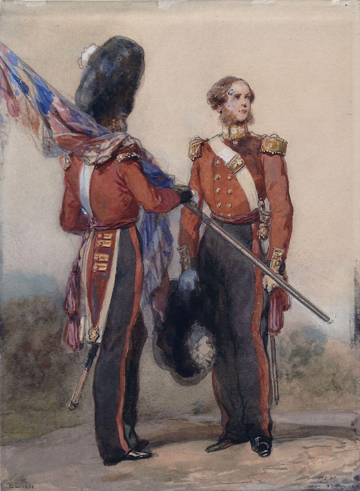 Officers at Cobham Camp, Lami, ca. 1854
