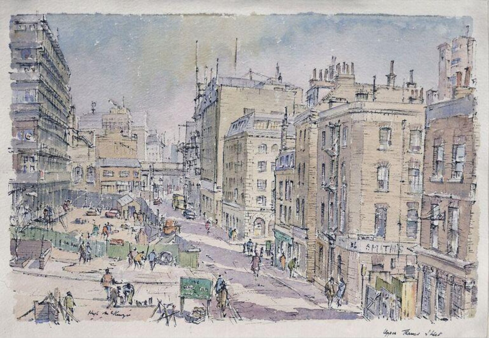 Upper Thames Street: building work in progress, Hugh McKenzie, 1972