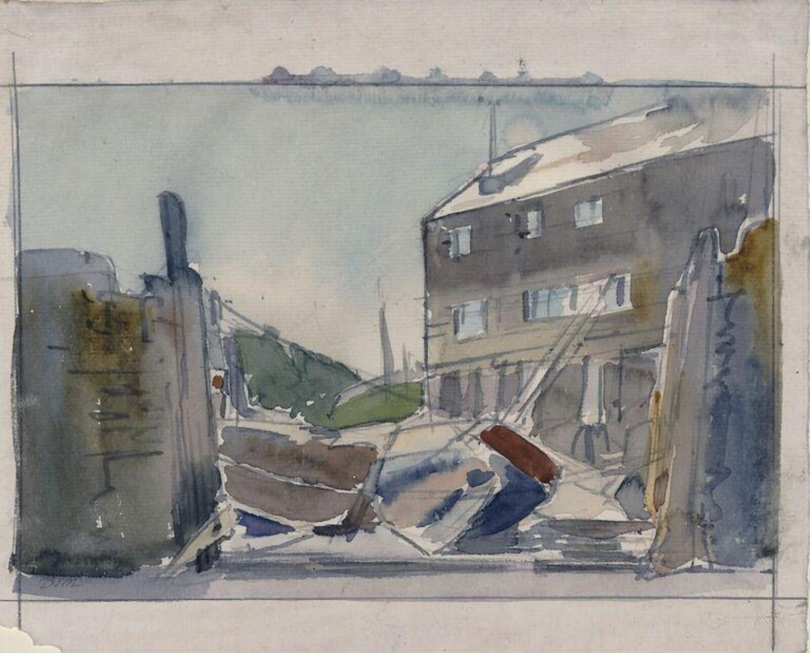 Shipyard at Padstow, Dugald Sutherland MacColl, early 20th century