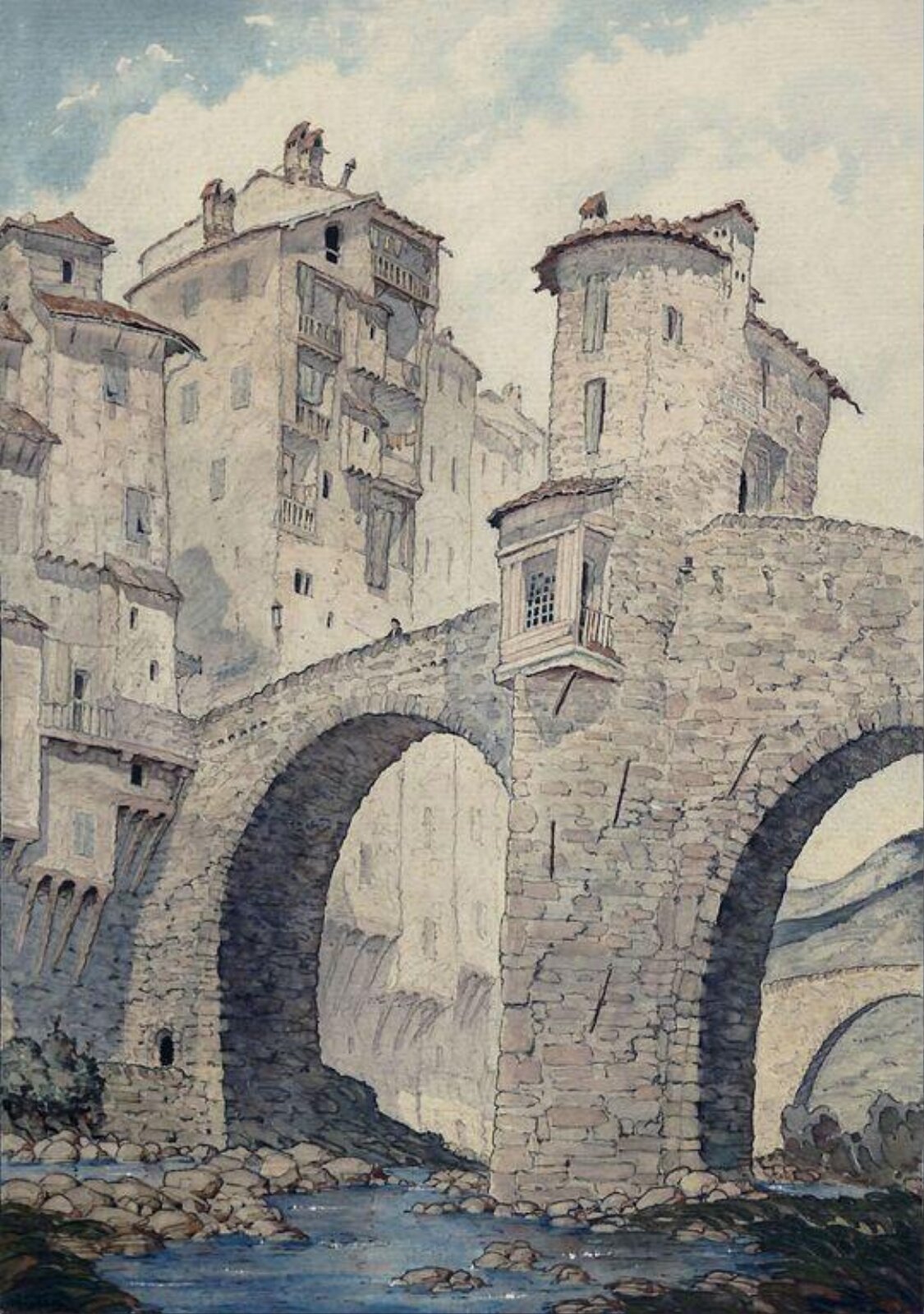 Bridge at Sospel, Nelson McCleary, ca. 1910-1931