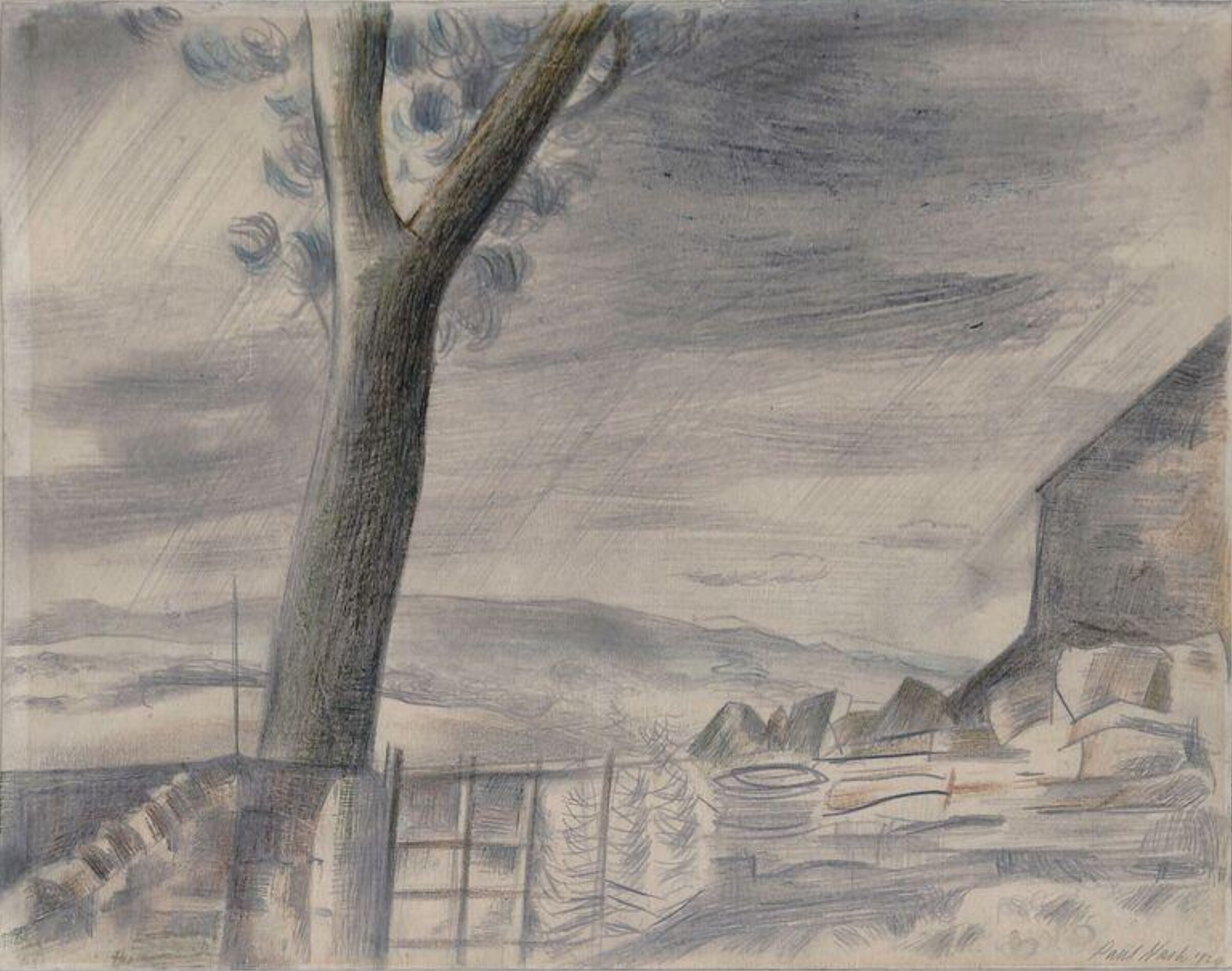 Trees and Cottages, Cumberland, Paul Nash, 1924
