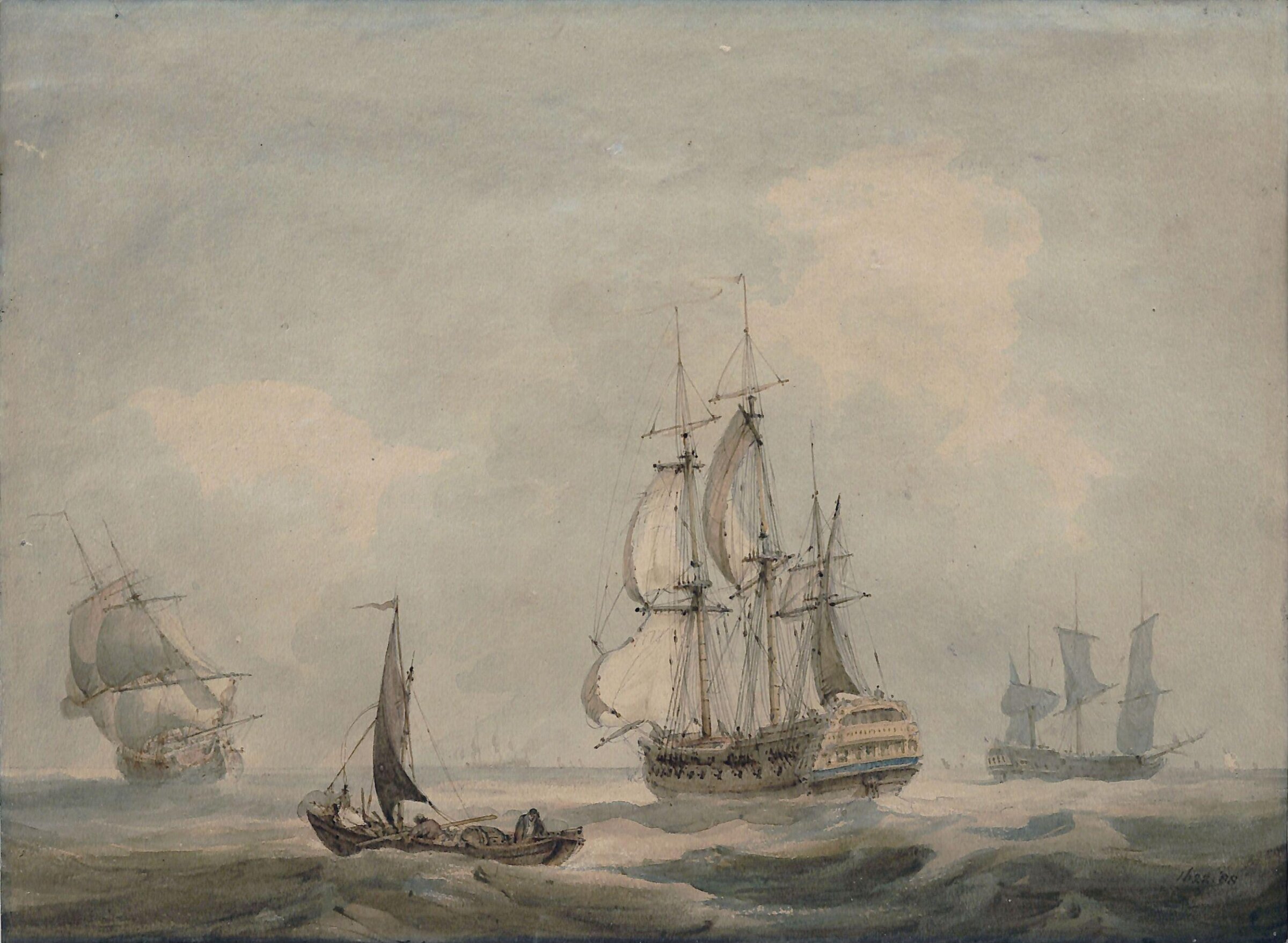 Vessels and fishing boat, Samuel Owen, ca. 1790-1850