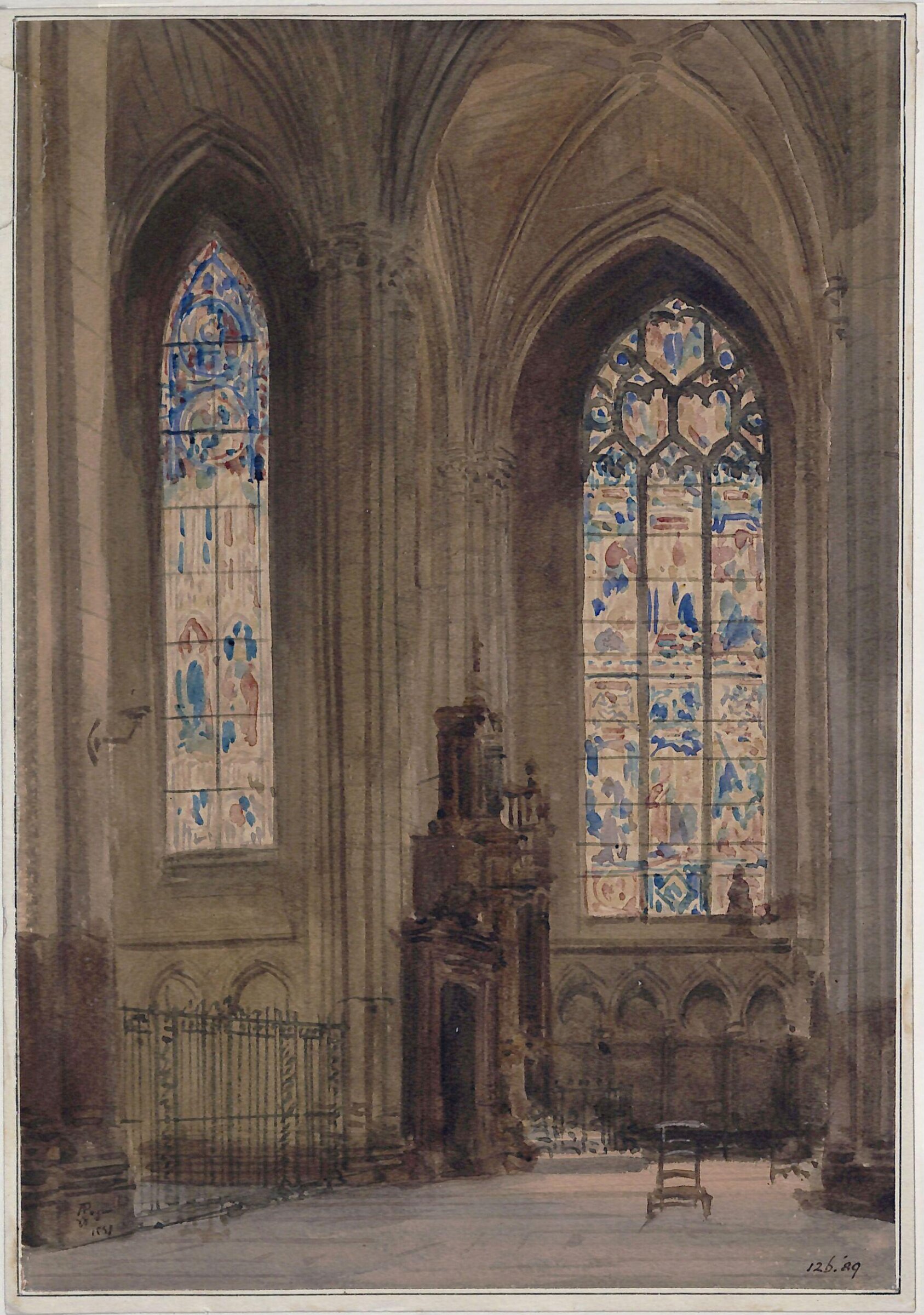 Chapel in the south transept of Rouen Cathedral, A.W.N. Pugin, ca. 1851