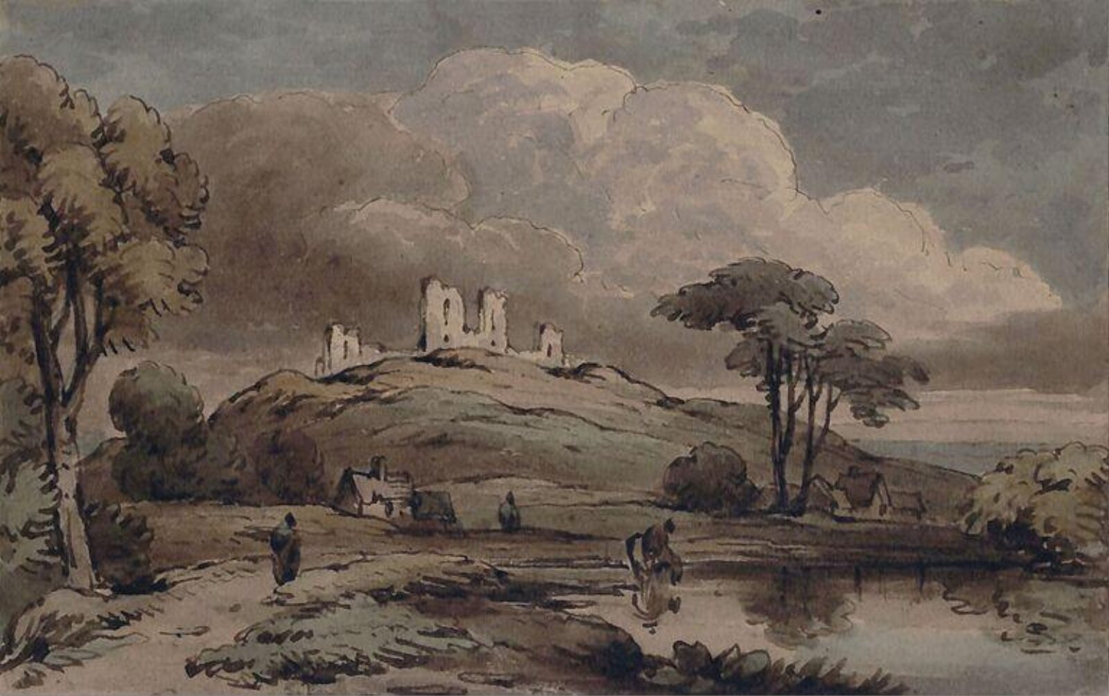 Landscape with horse watering, 19th century