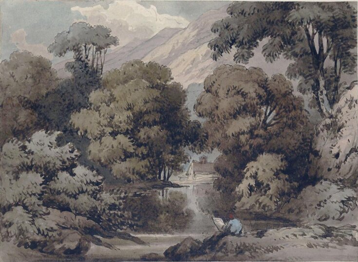 Landscape with man sketching top image