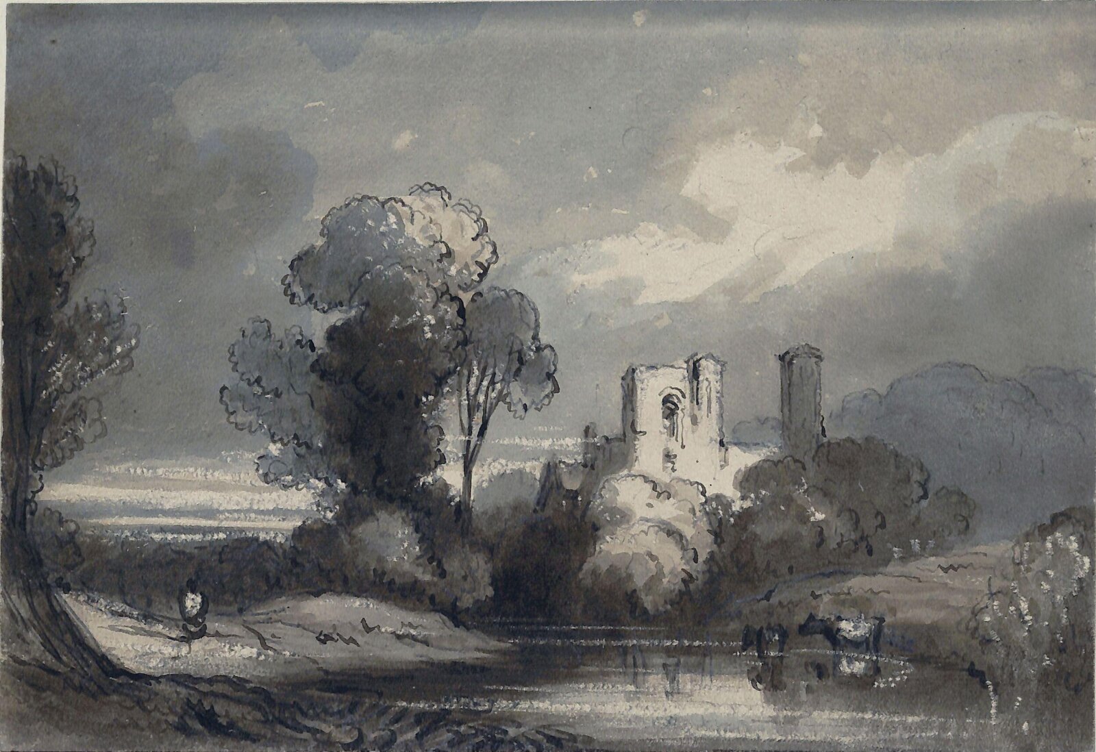 Landscape with Abbey by a Stream, James Robertson, mid 19th century