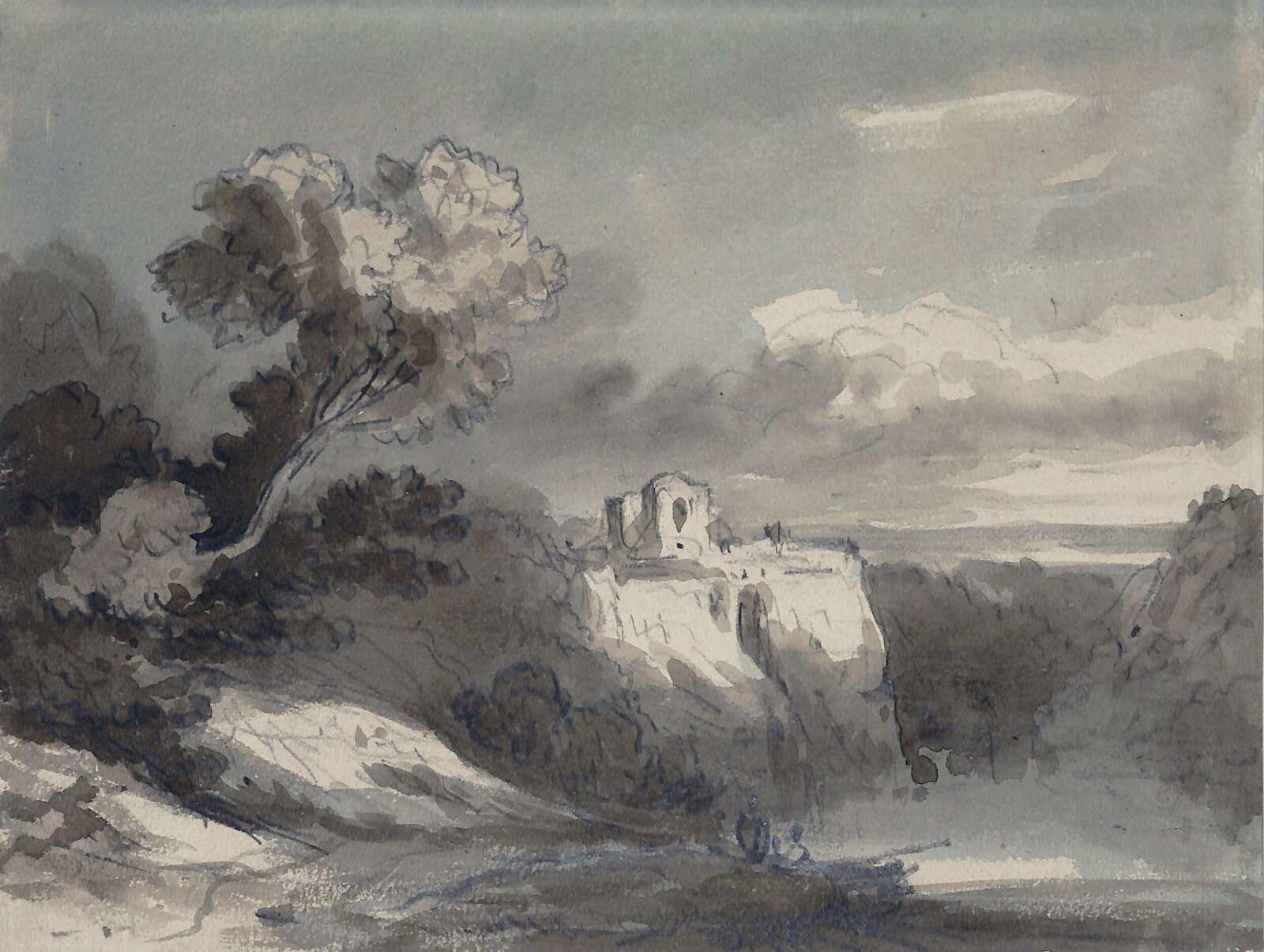 Landscape with Castle on a Cliff, James Robertson, mid 19th century