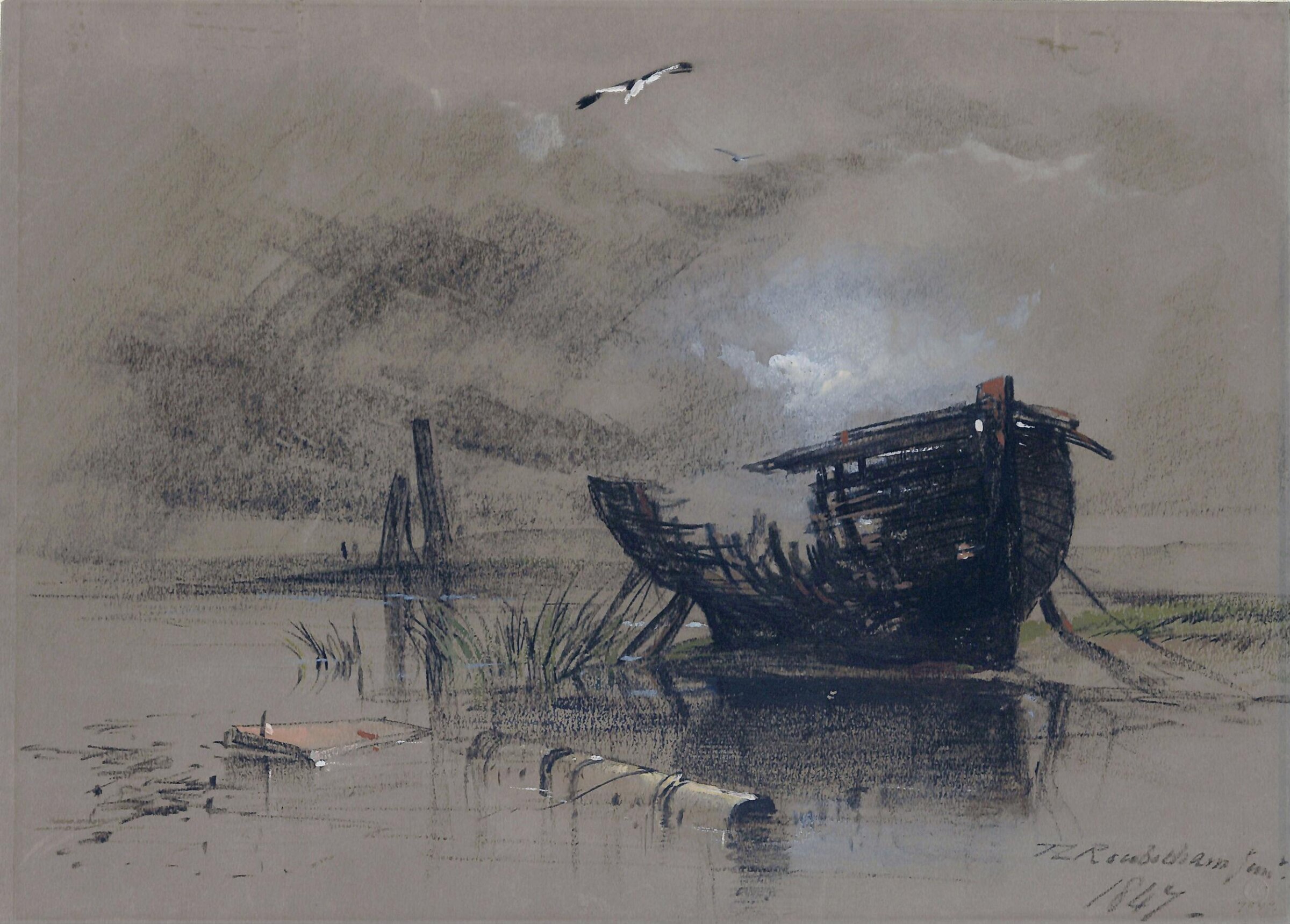 Old Boat on the River Bank, Thomas Charles Leeson Rowbotham, 1847