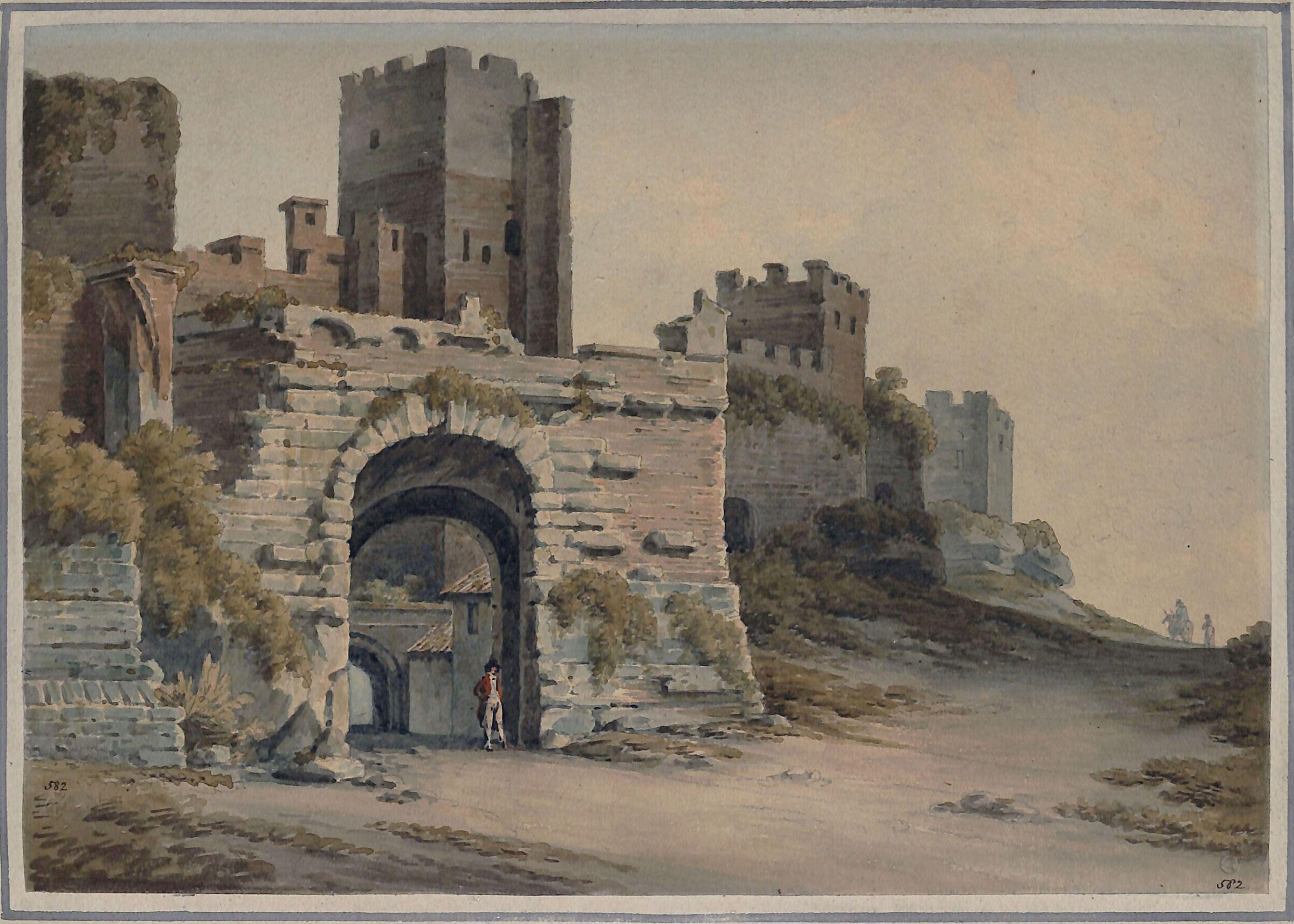 Porta Tiburtina, Rome, seen from the inside, John 'Warwick' Smith, 1795