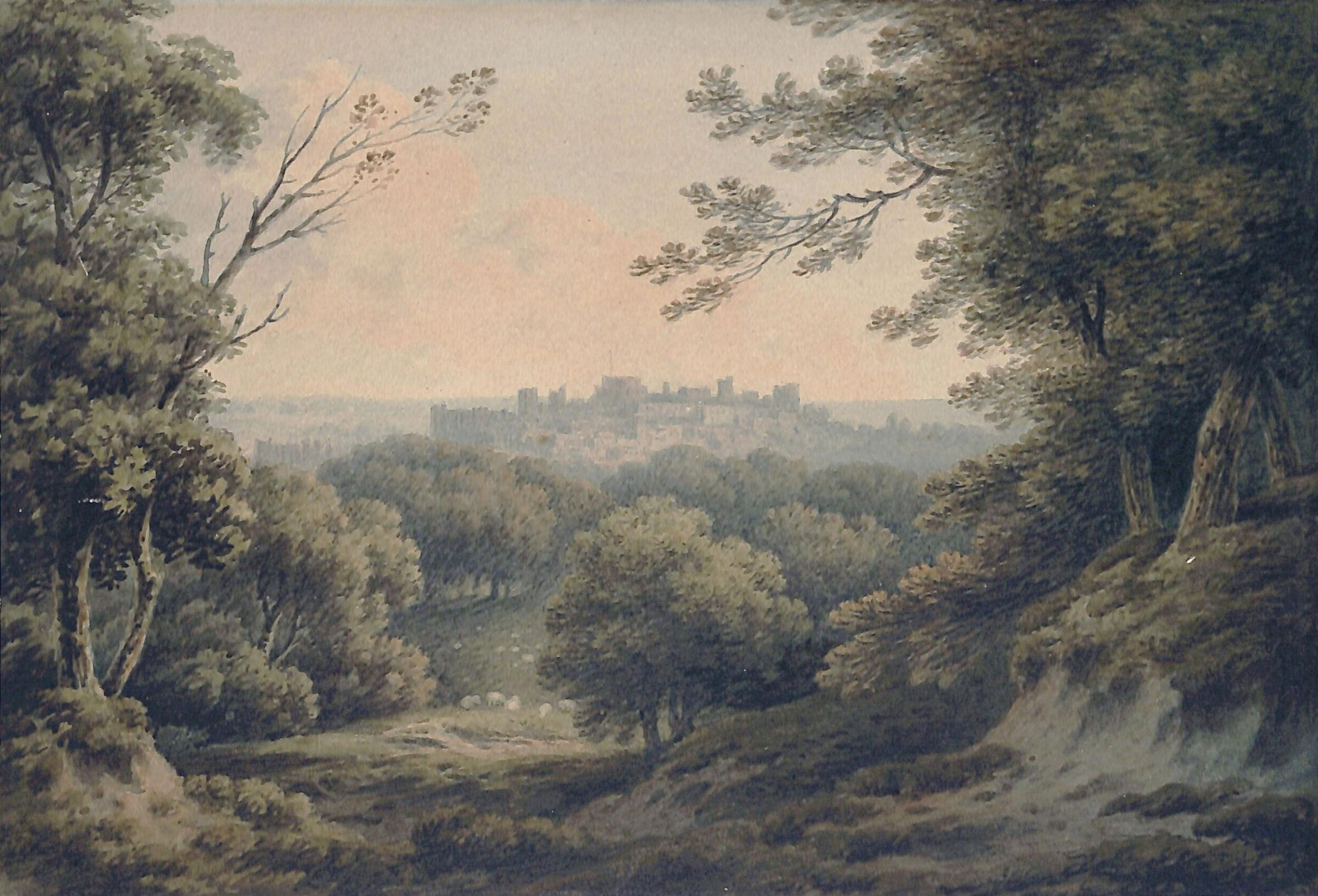 Distant view of Windsor Castle, John 'Warwick' Smith, ca. 1770-1830