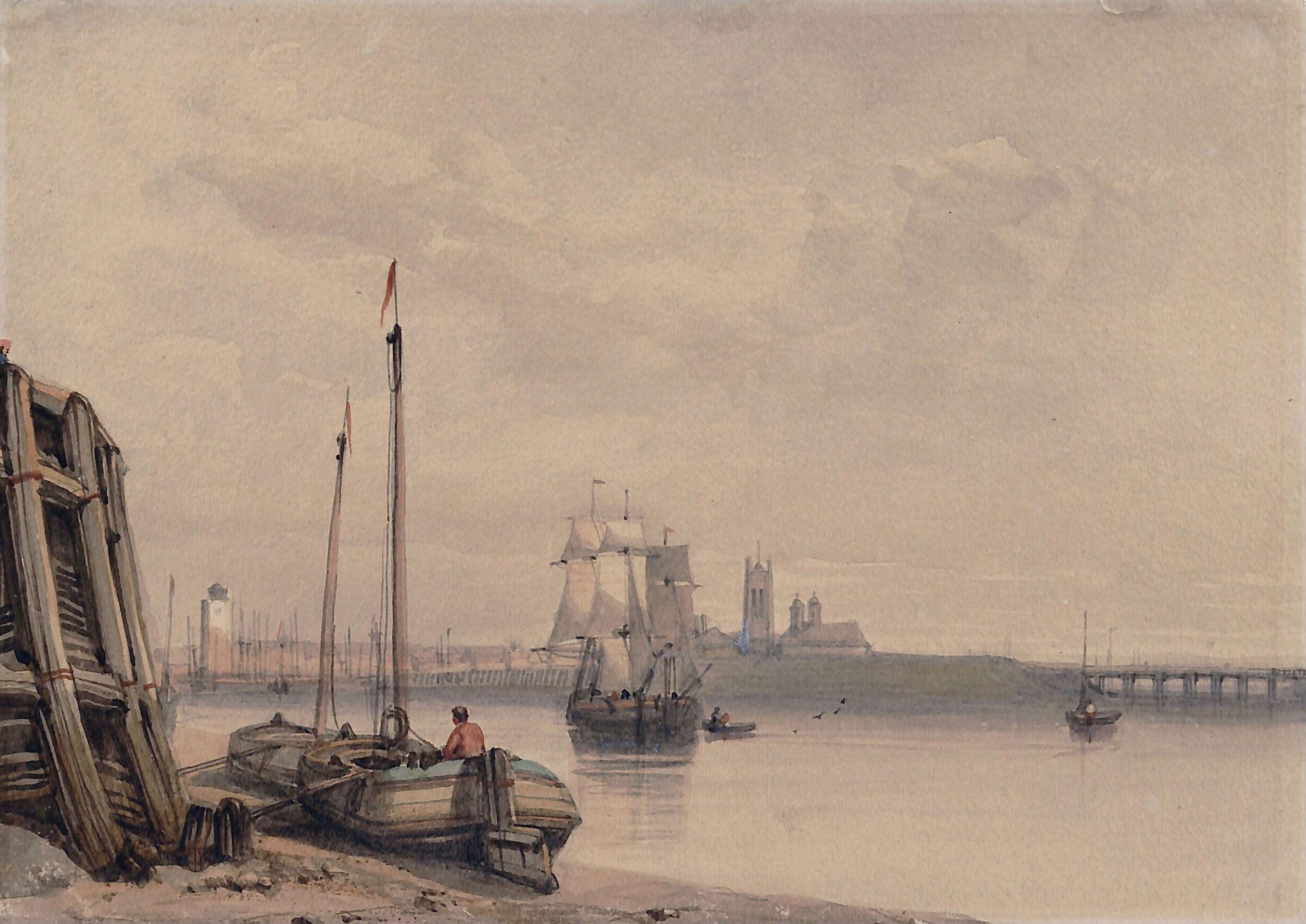 In the Harbour, Boulogne, Vickers, ca. 1830-7