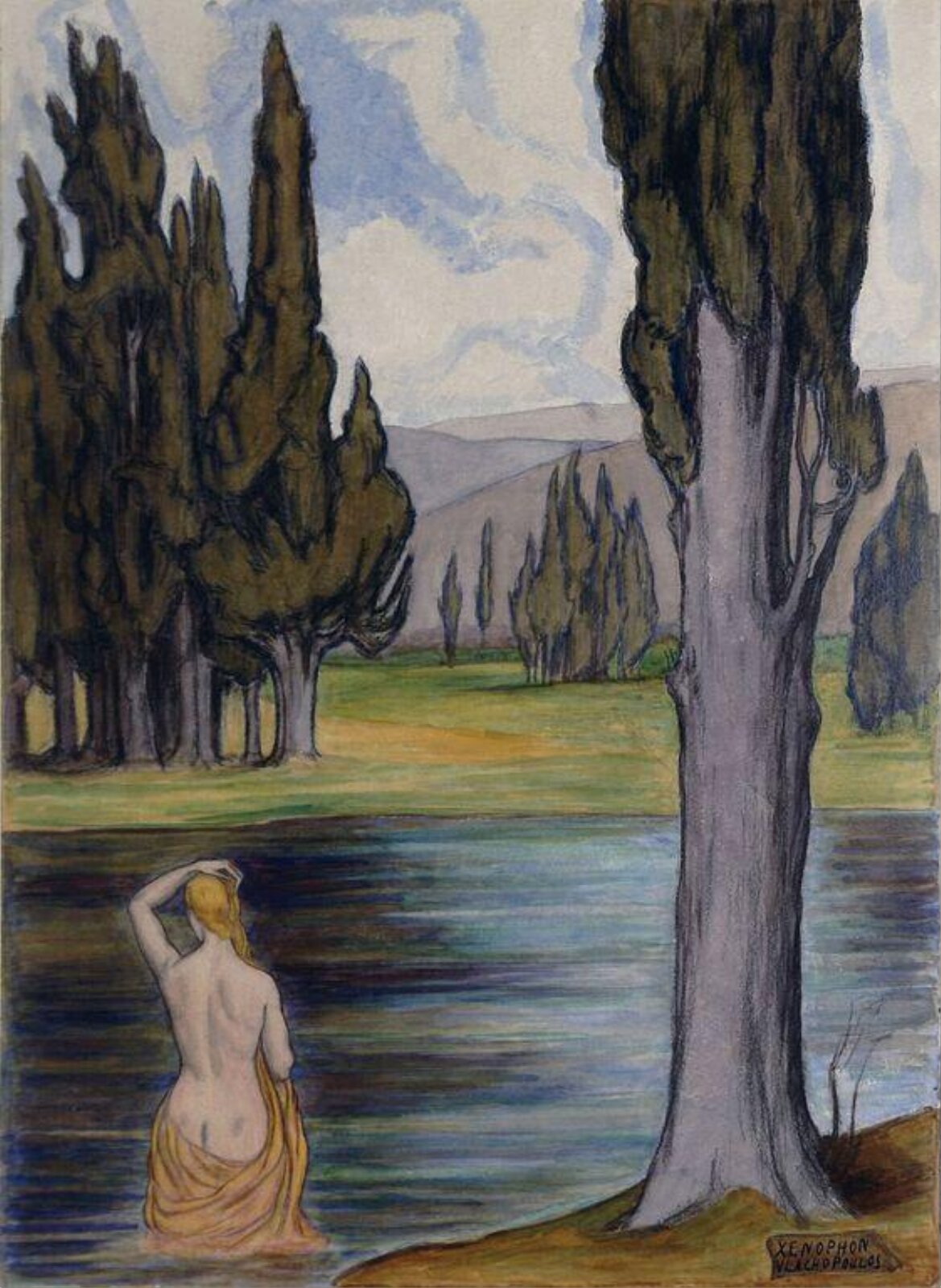 Cypresses, Xenophon Vlachopoulos, mid 20th century