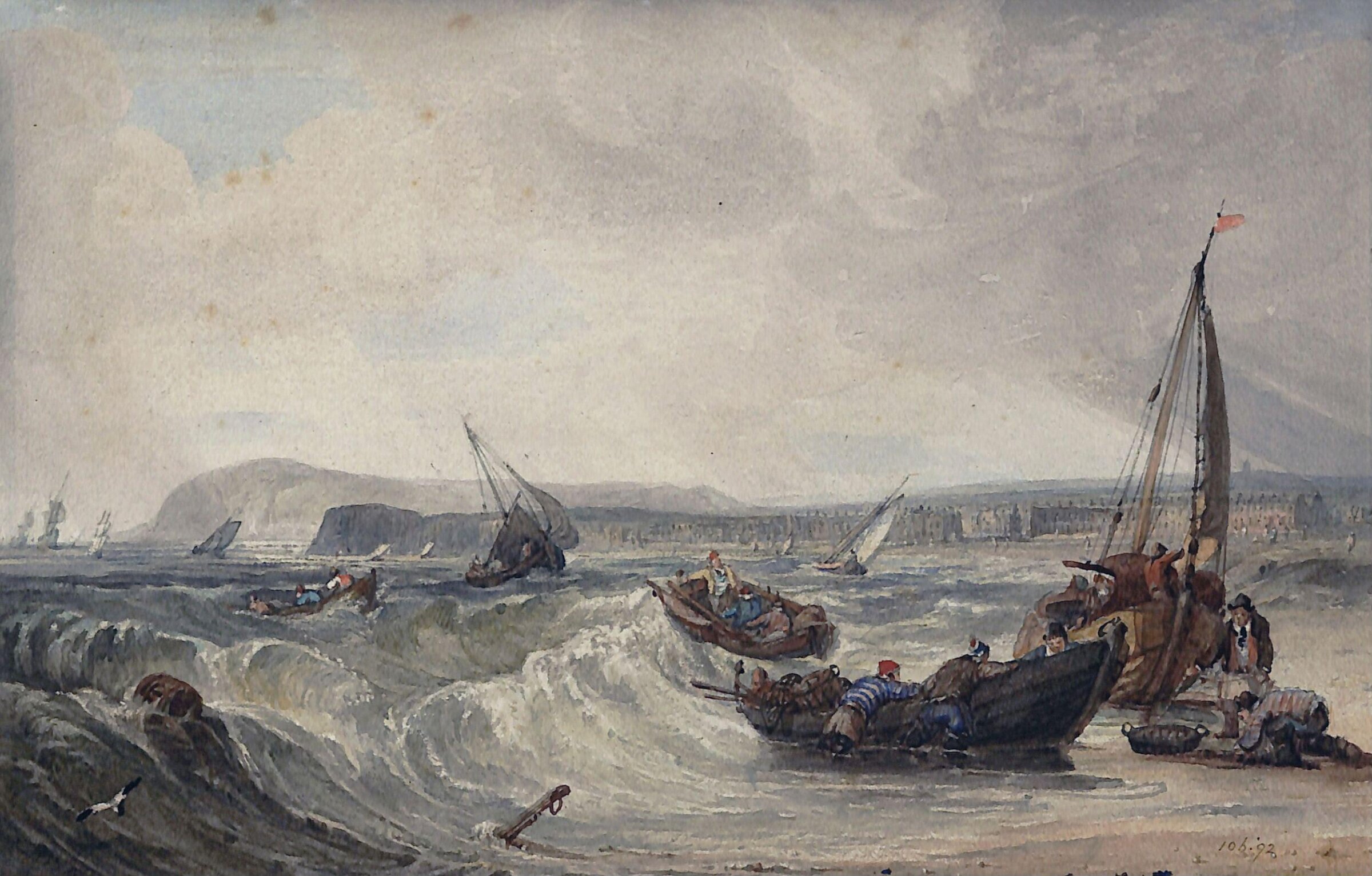 Sandown Bay on the Isle of Wight, with Dunnose Point in the distance, Henry Wyatt, ca. 1820-40