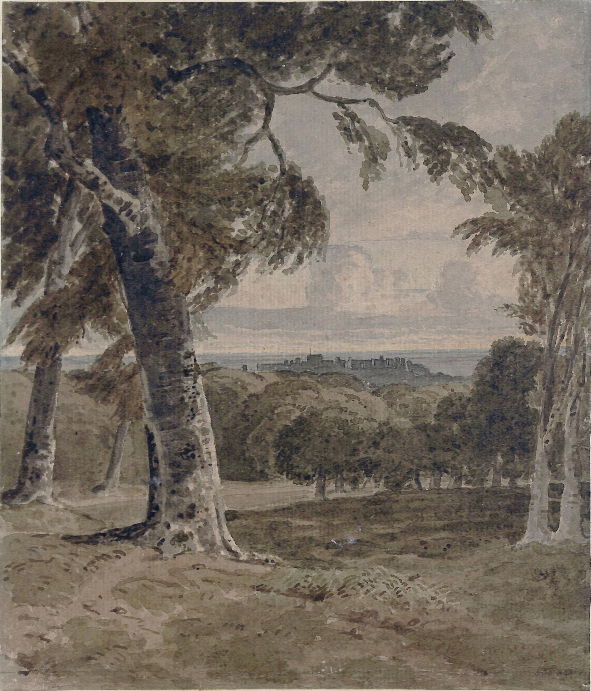 Windsor Park, with the castle in the distance, George the younger Barret, ca. 1790-1842