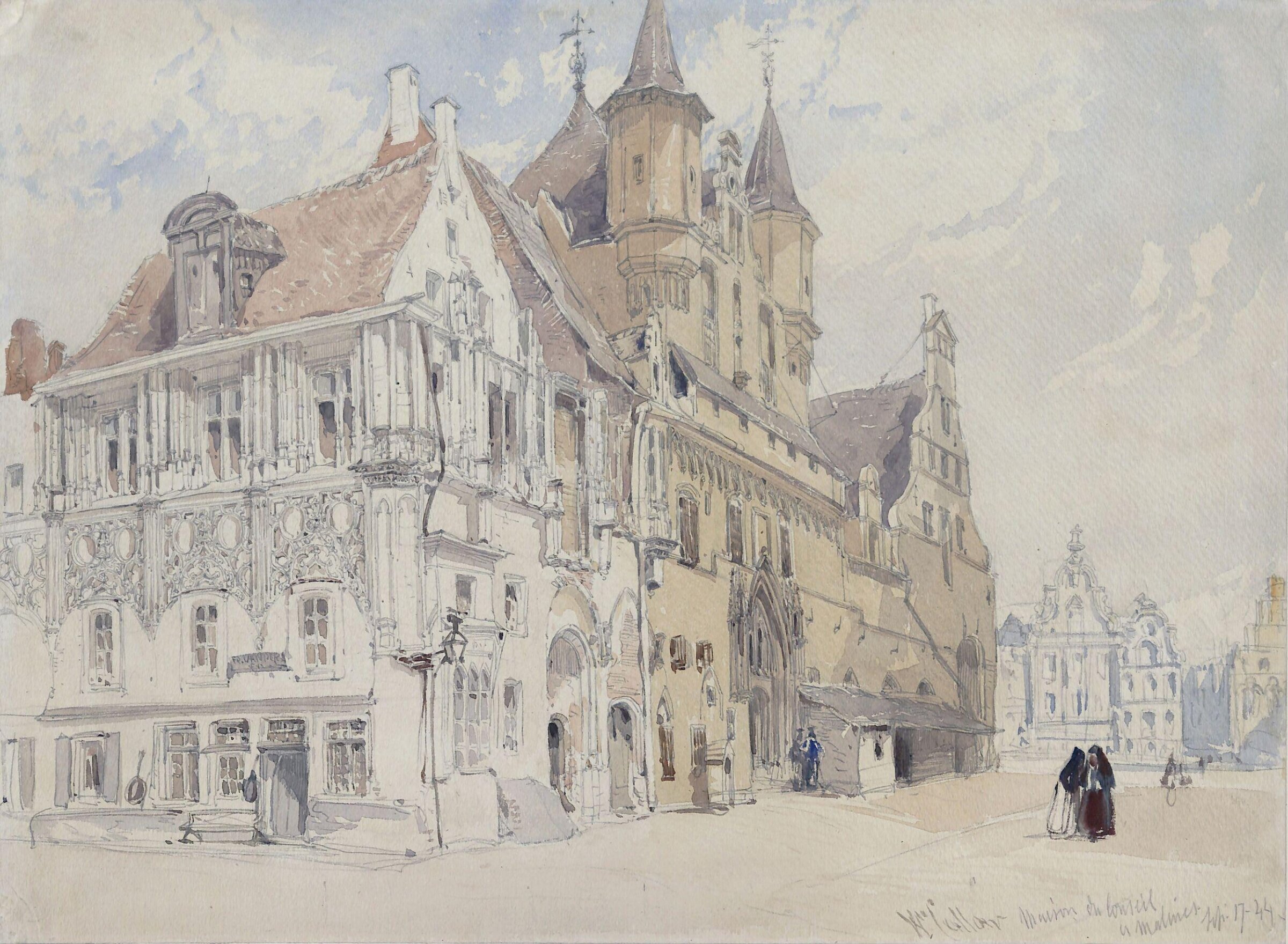 Malines, Maison du Conseil, William Callow, 1844