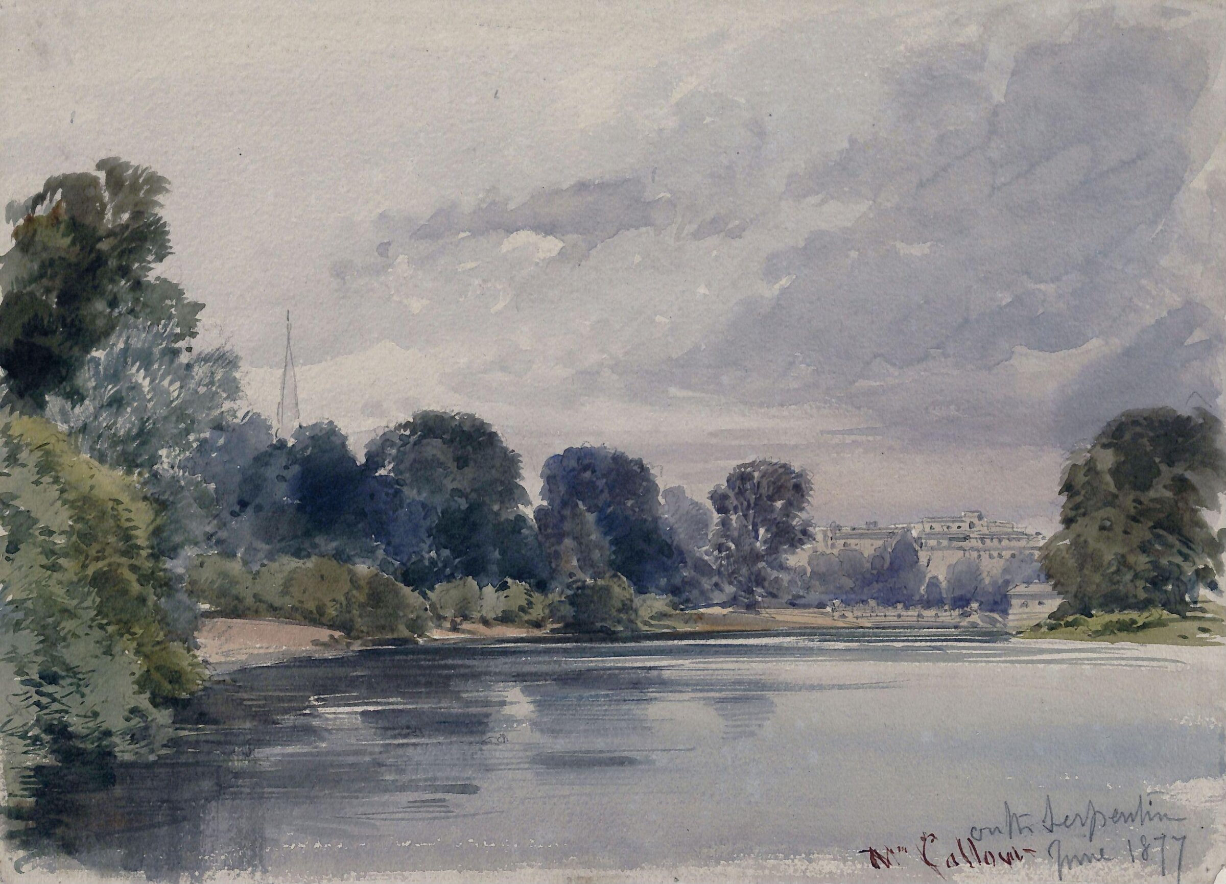 West end of the Serpentine in Kensington Gardens, William Callow, 1847