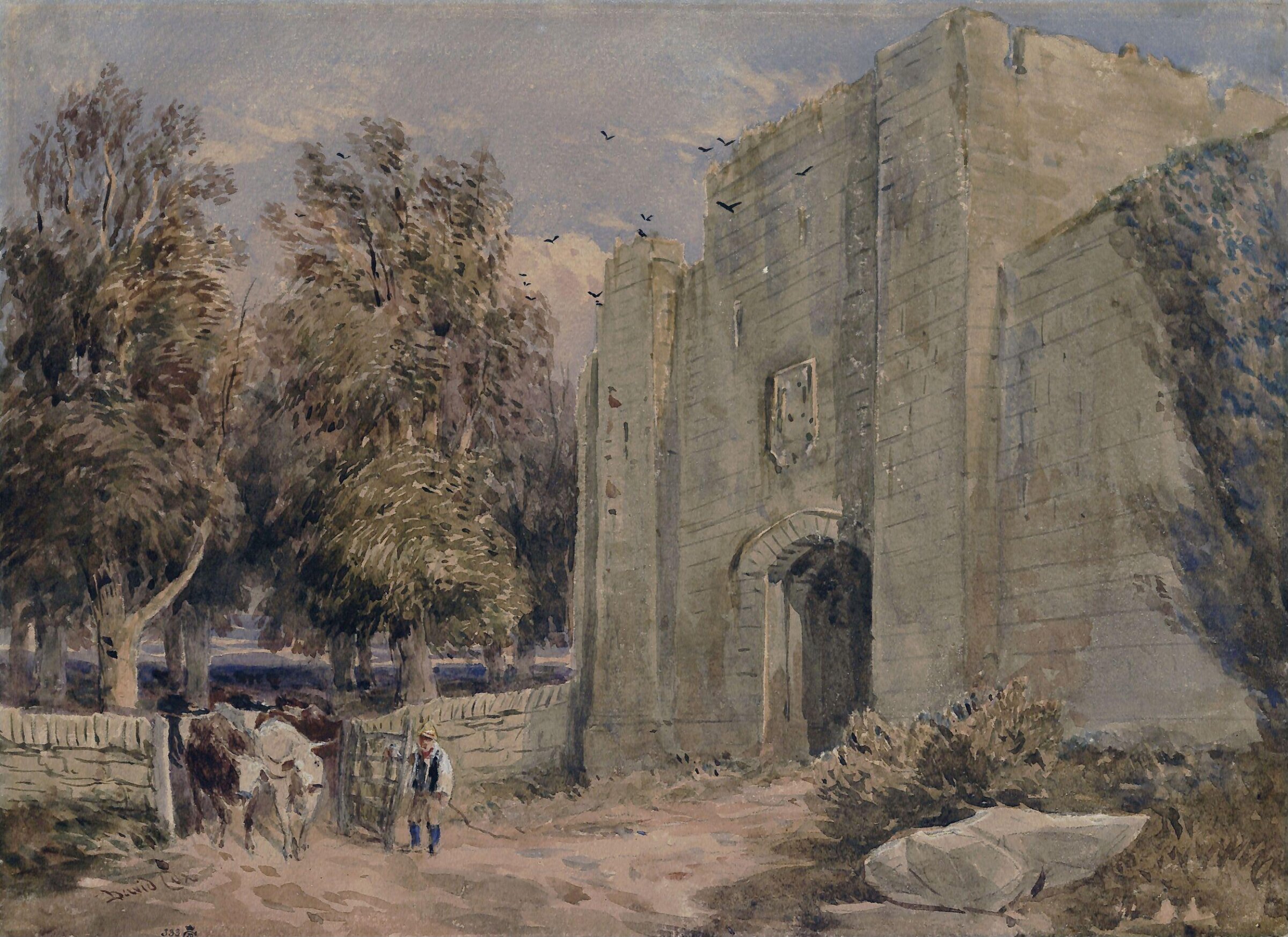 Gateway of Rhuddlan Castle, North Wales, David Cox the elder, ca. early 19th century