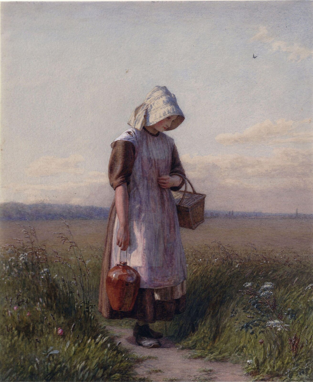 Girl carrying a pitcher, Walter Field, 1866