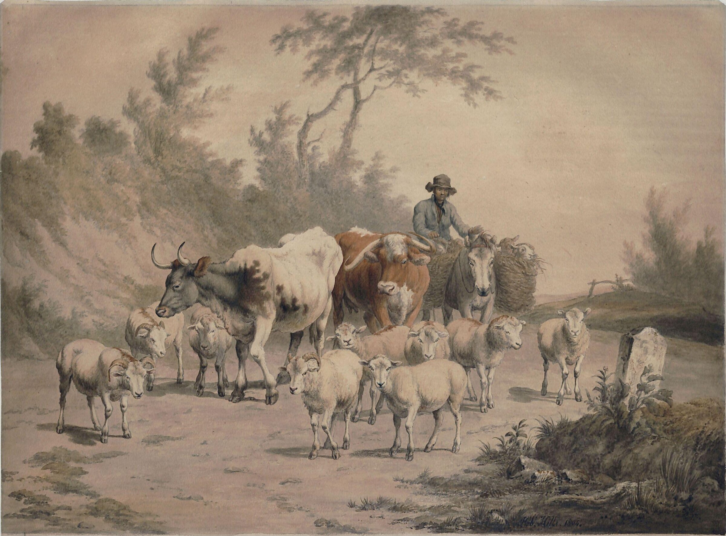 Cows and Sheep, Hills, 1804