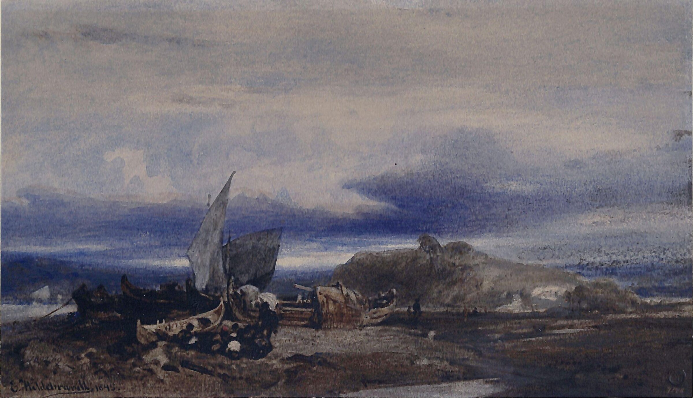 Landscape with Boats, Eduard Hildebrandt, 1840s