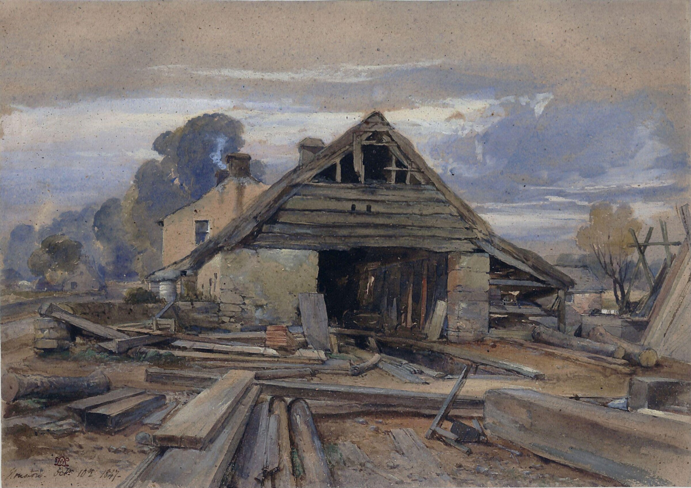 A Saw Pit at Houston, Renfrewshire, william leighton leitch, 10/10/1847