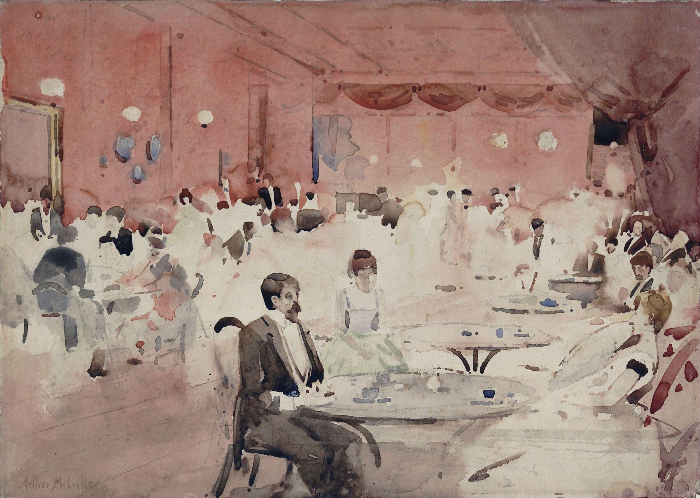 The Gardenia Club, with a portrait of Mrs. Melville, Arthur Melville, late 19th century