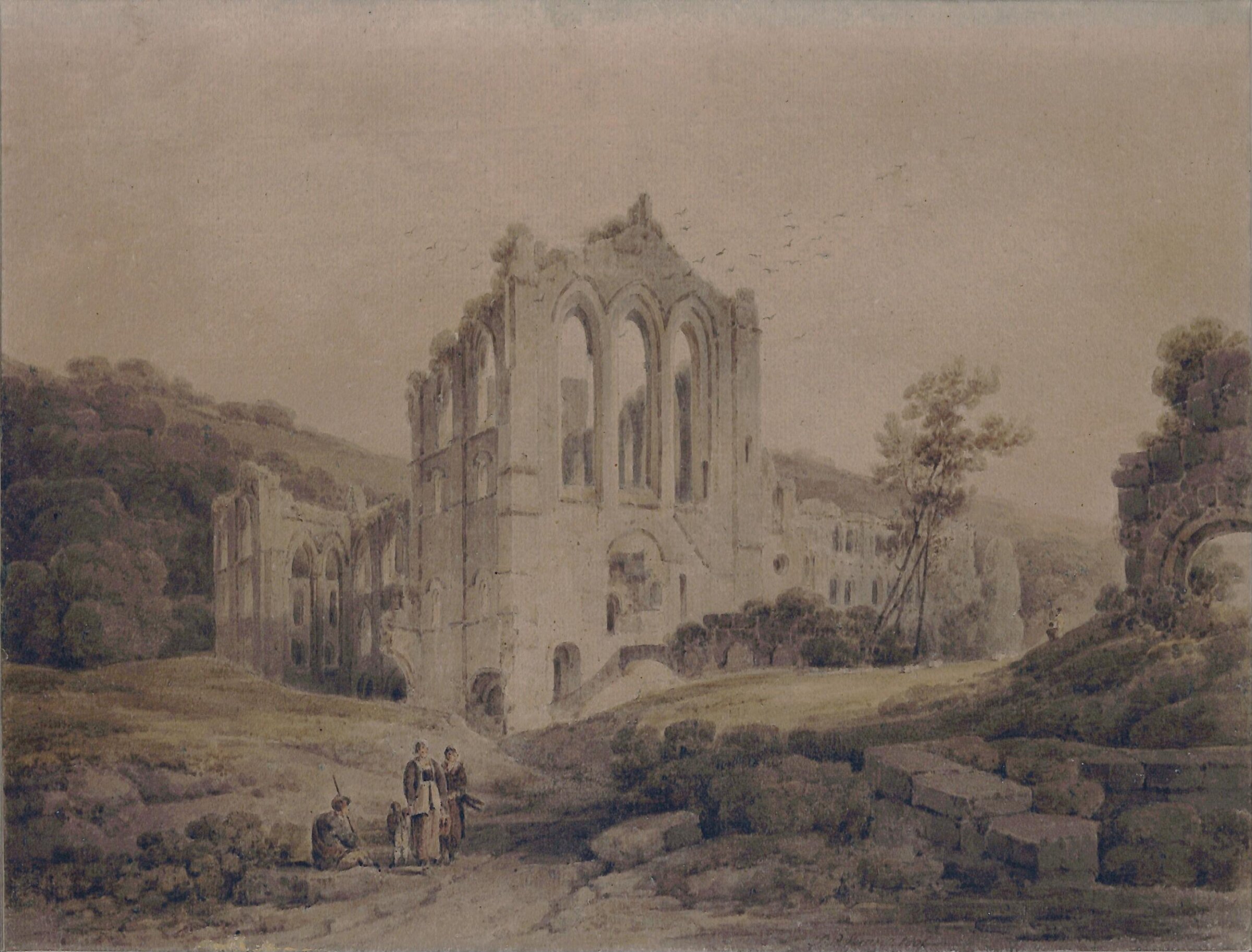 Rievaulx Abbey, Yorkshire, Paul Sandby Munn, 1806