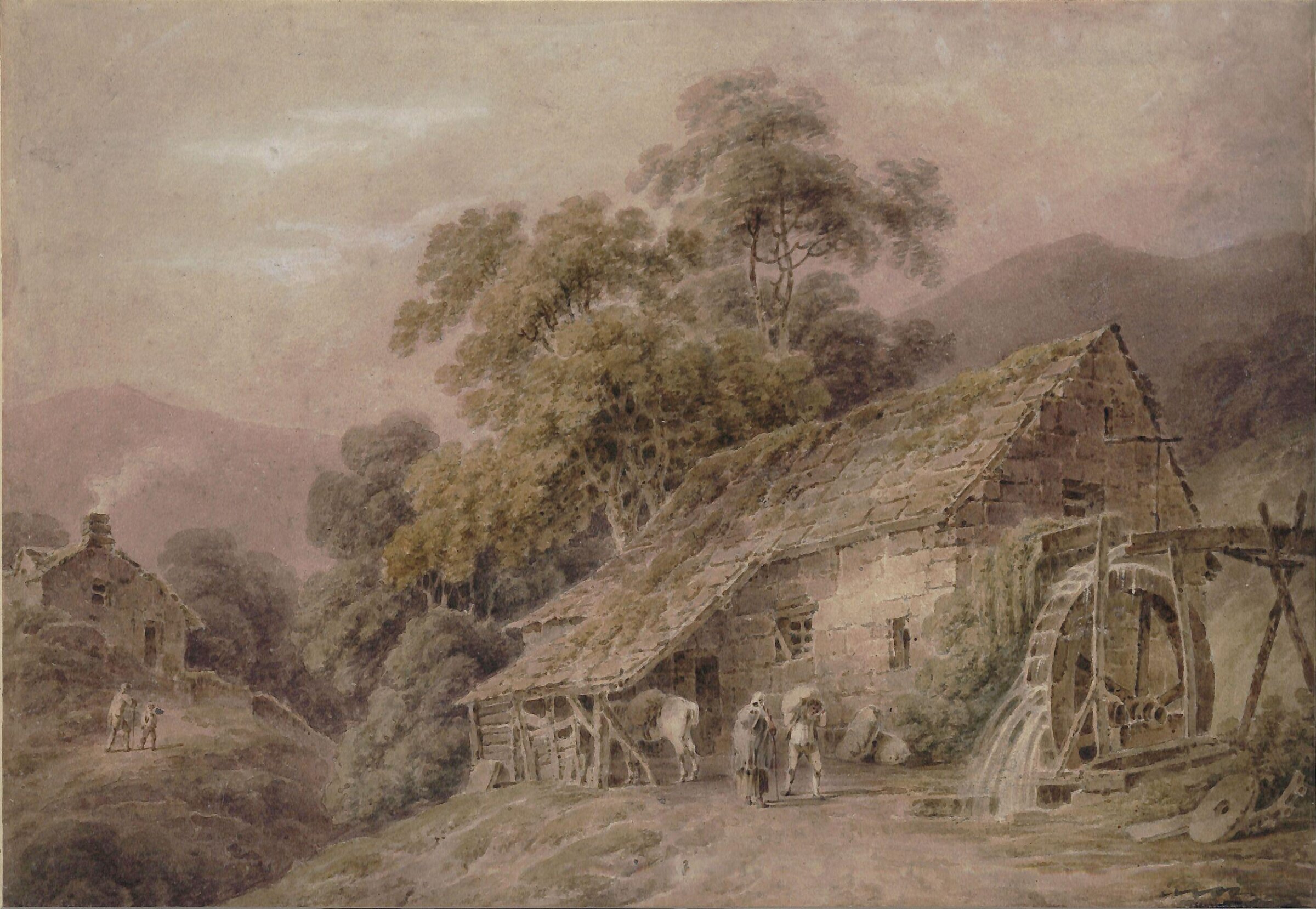 A mill near Dinas Mawddwy, Paul Sandby Munn, 1800