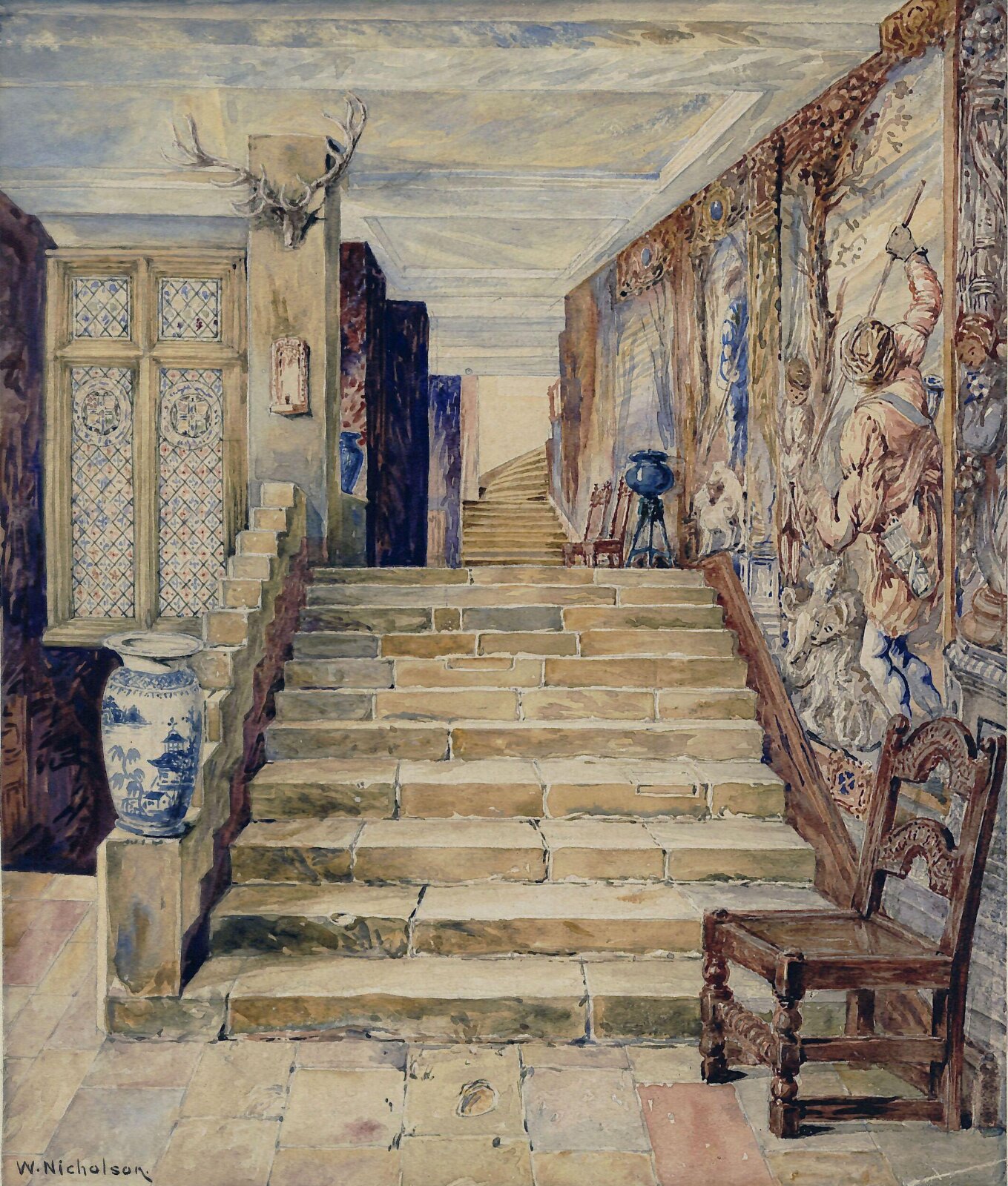 Staircase at Thorpe Ash Hall, William Nicholson, ca. early 19th century