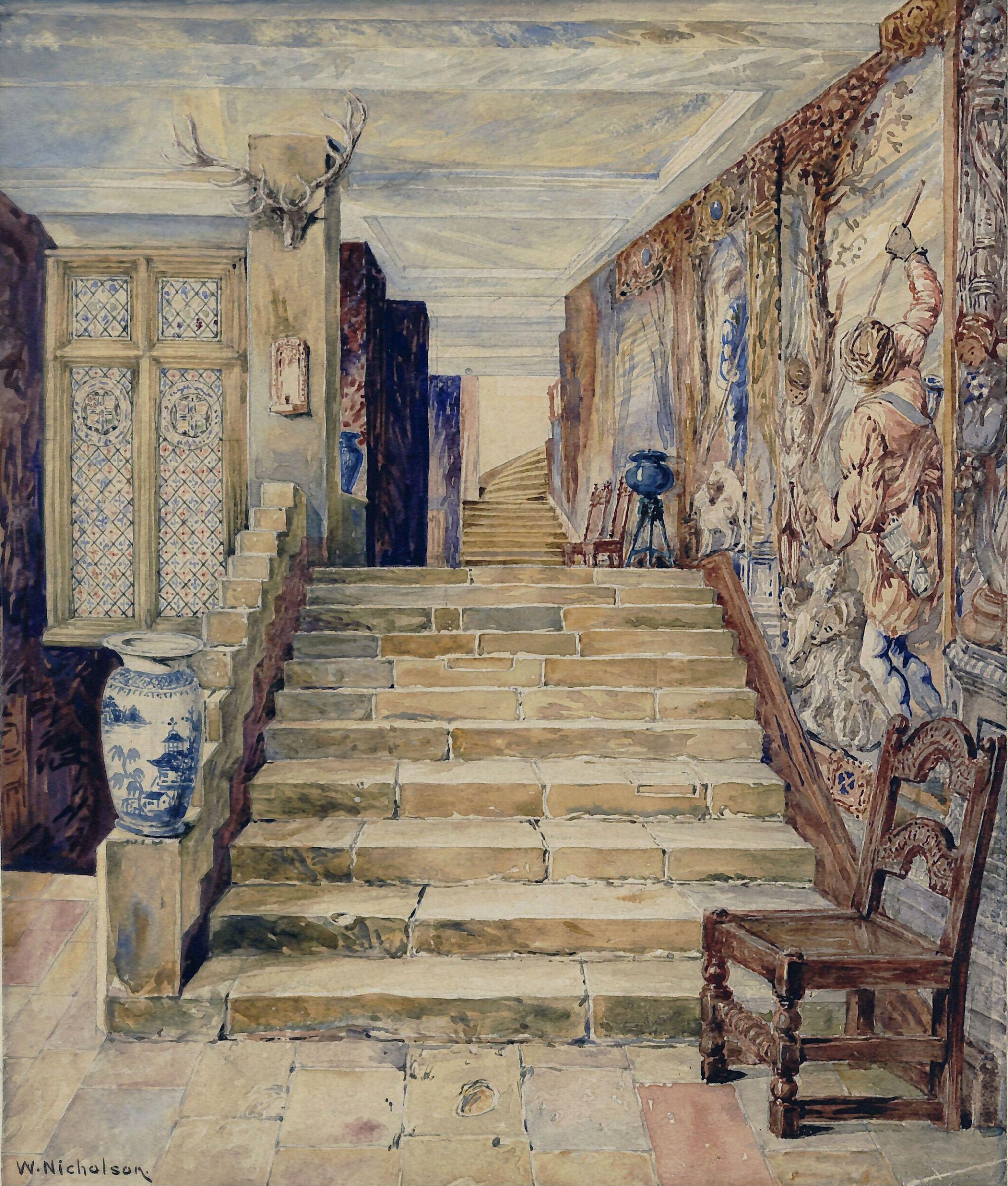 Staircase at Thorpe Ash Hall, William Nicholson, ca. early 19th century