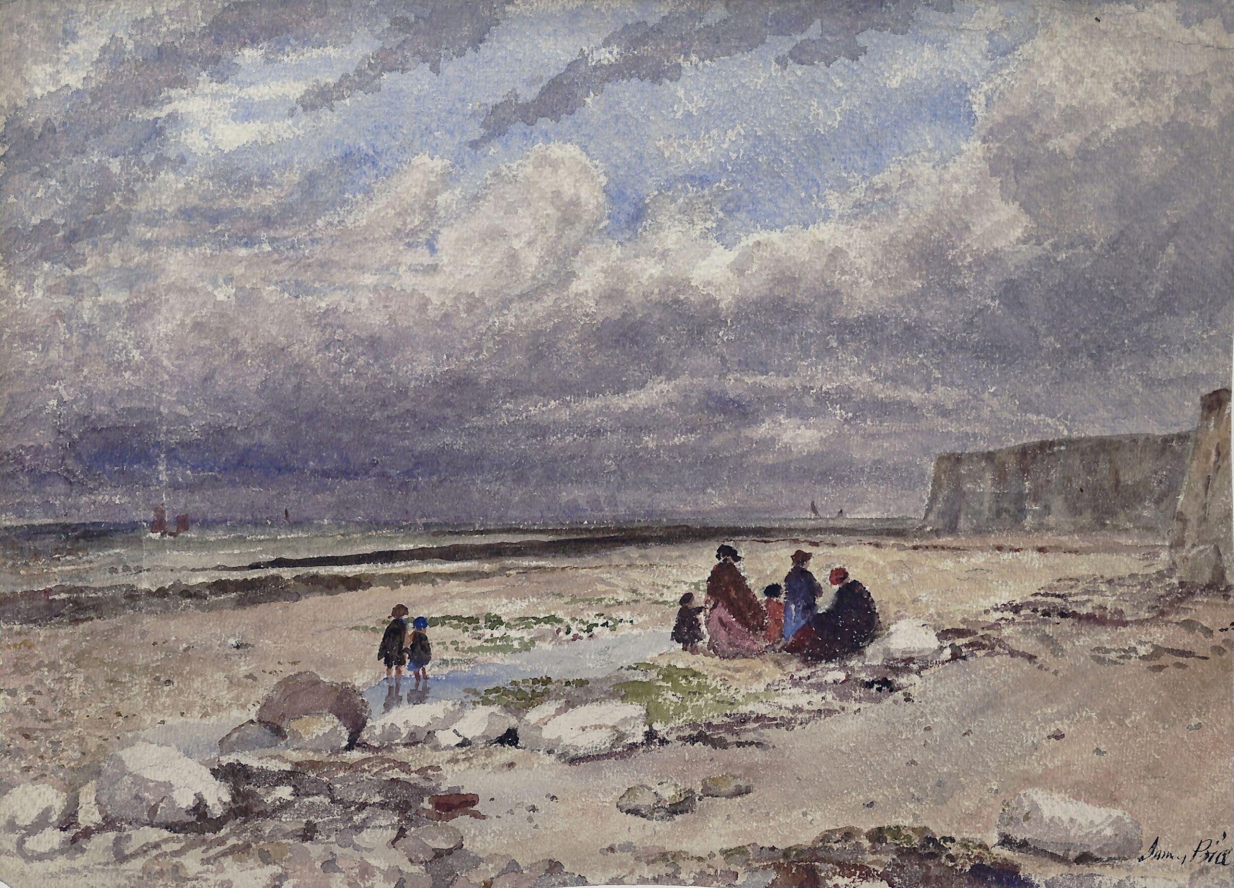 Seashore with figures, James Price, ca. 1842-1876