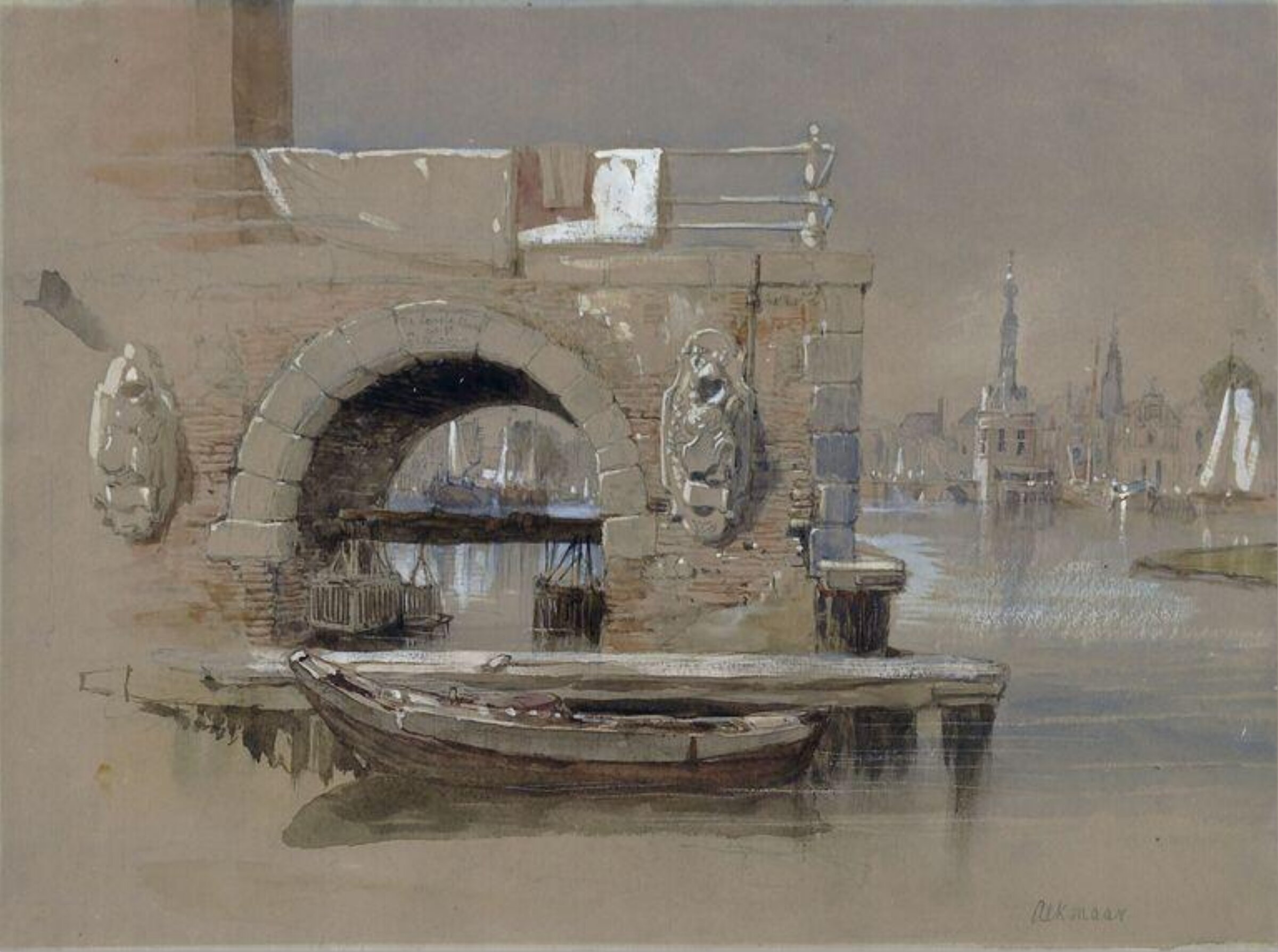 Dutch Town and Harbour- Alkmaar, Clarkson Stanfield, mid 19th century