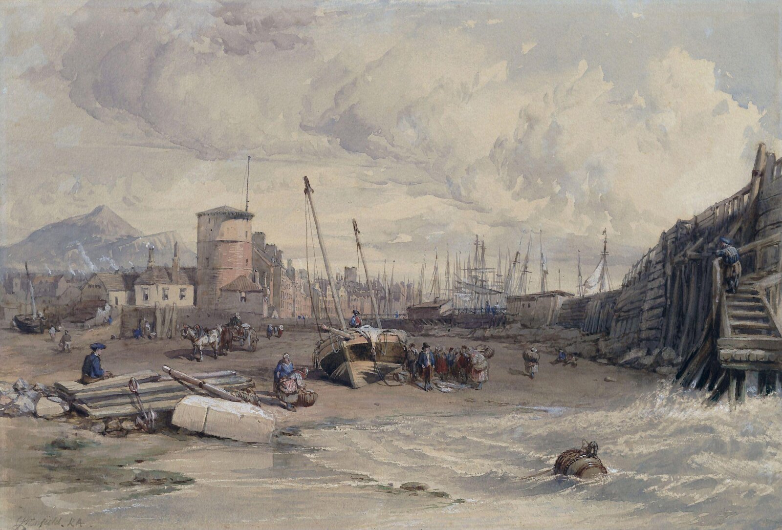 The Old Pier at Leith, Clarkson Stanfield, after 1841
