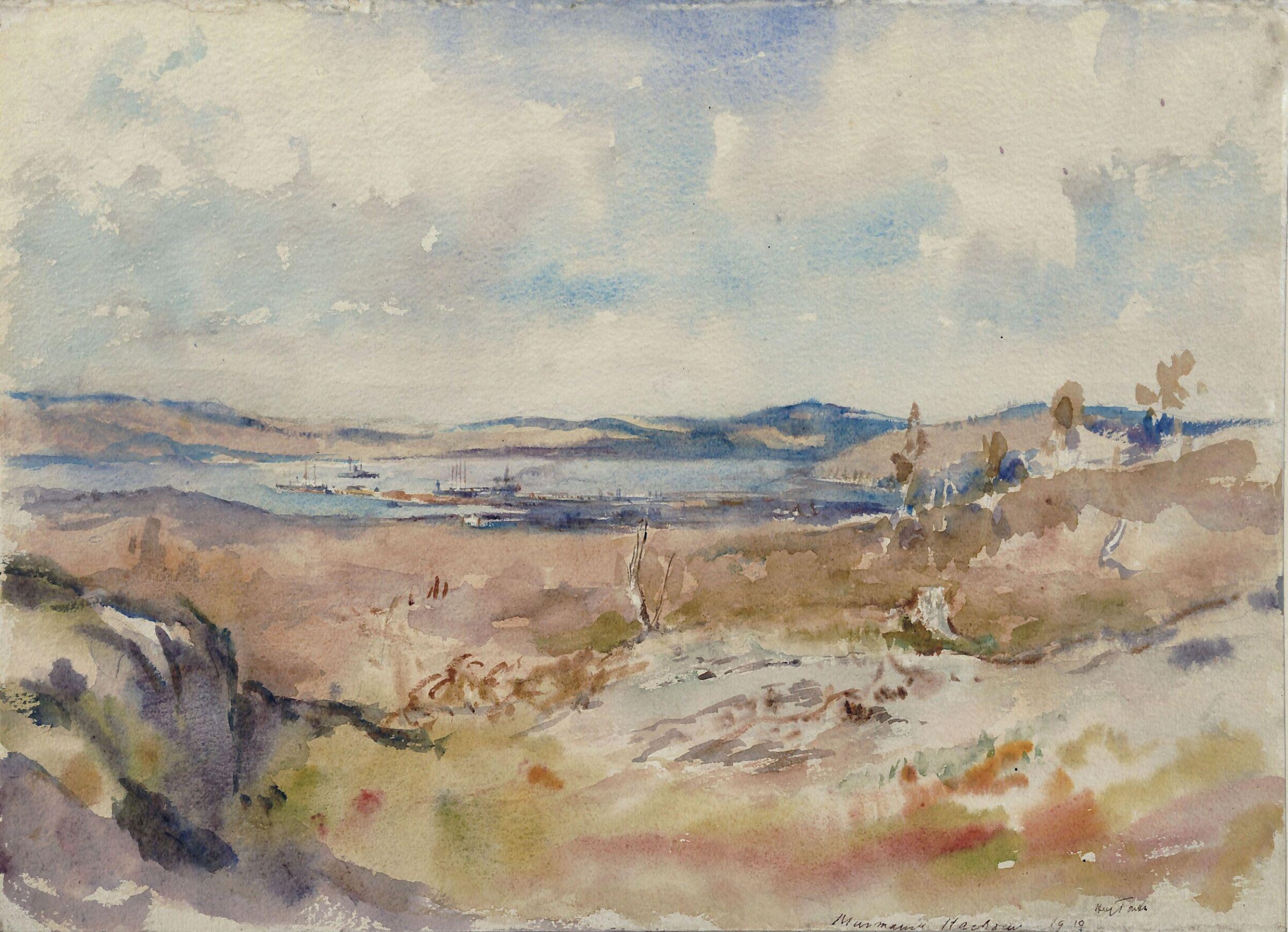 Murmansk Harbour, Henry Tonks, 1919