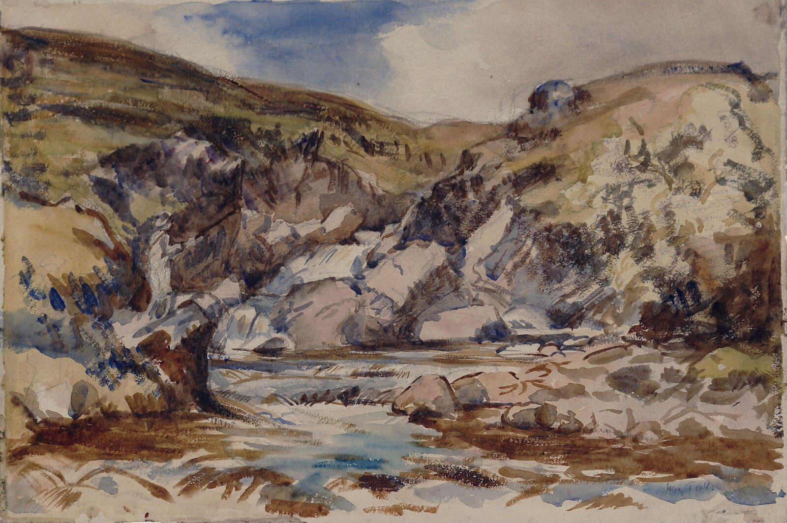 Rocky Landscape with River, Henry Tonks, c. 1910s