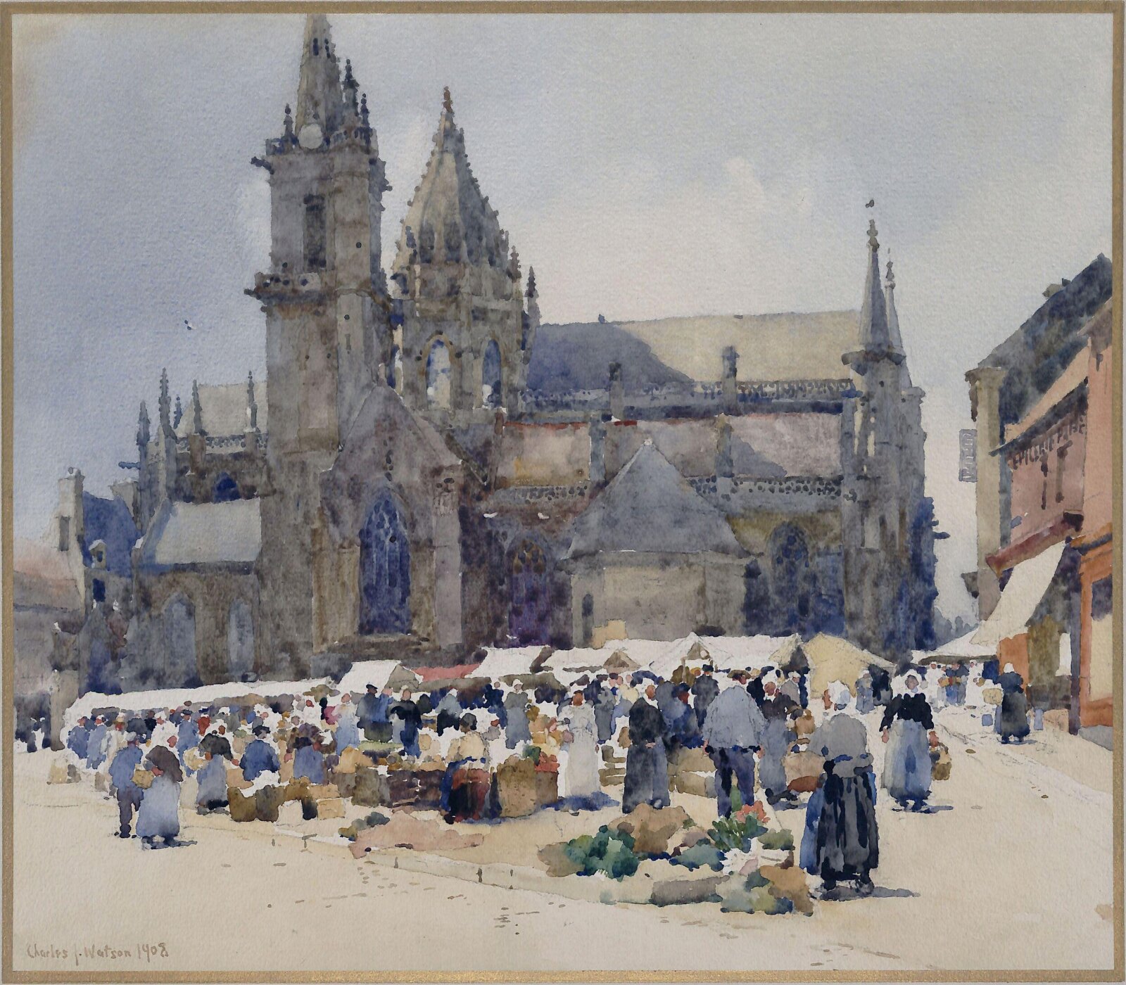 Market day, Valognes, Charles John Watson, 1908