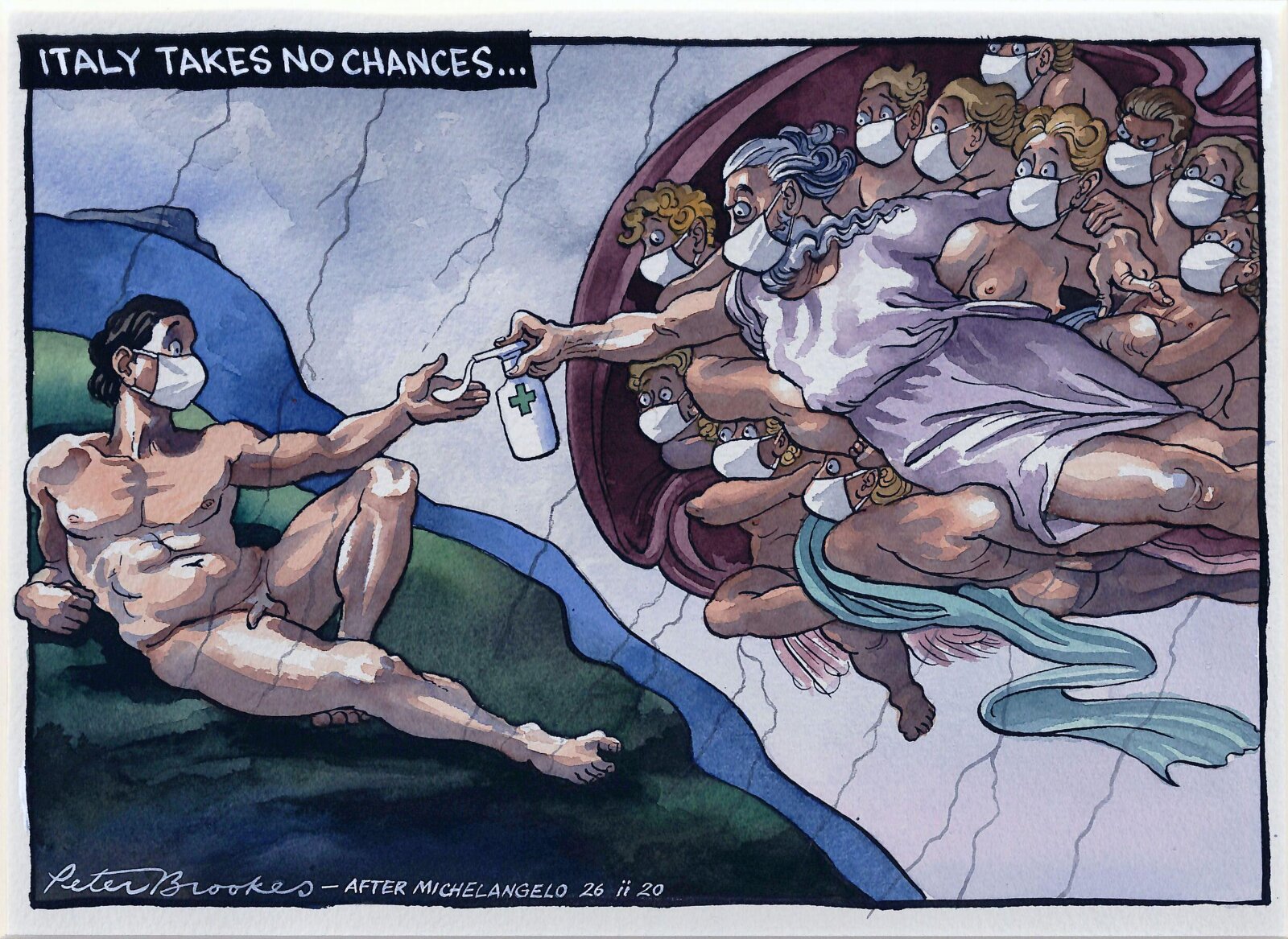 Italy takes no chances, Peter Brookes, 2020