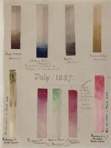 Specimens of watercolours painted to test the  stability of the pigments thumbnail 1