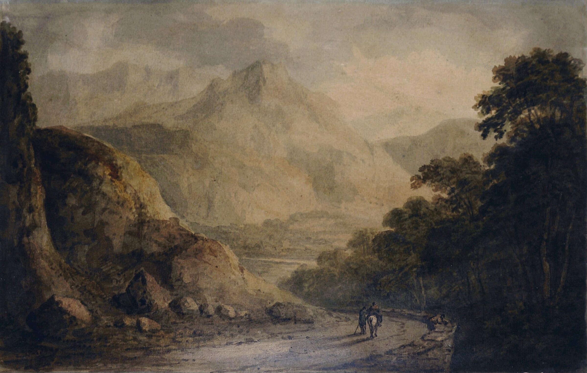 Road leading to Pont Aberglaslyn: View looking into the Vale of Festiniog, North Wales, Benjamin Barker, 1804
