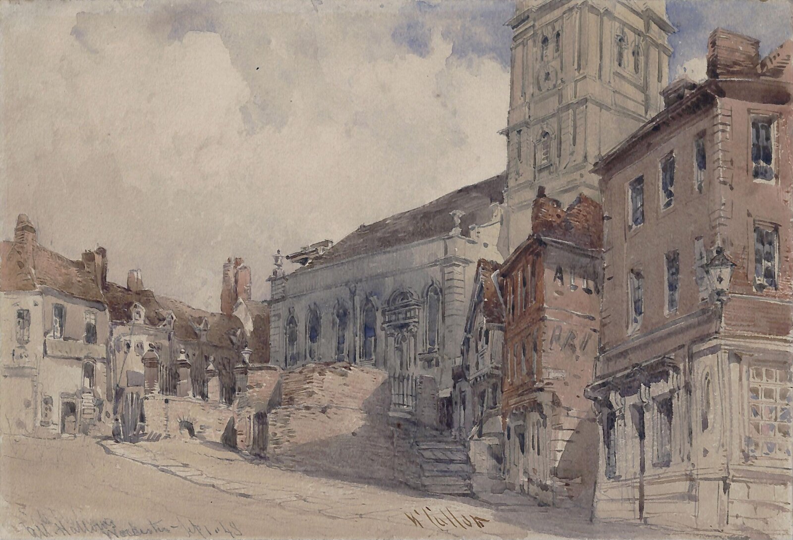 All Hallows Church, Worcester, William Callow, 1848