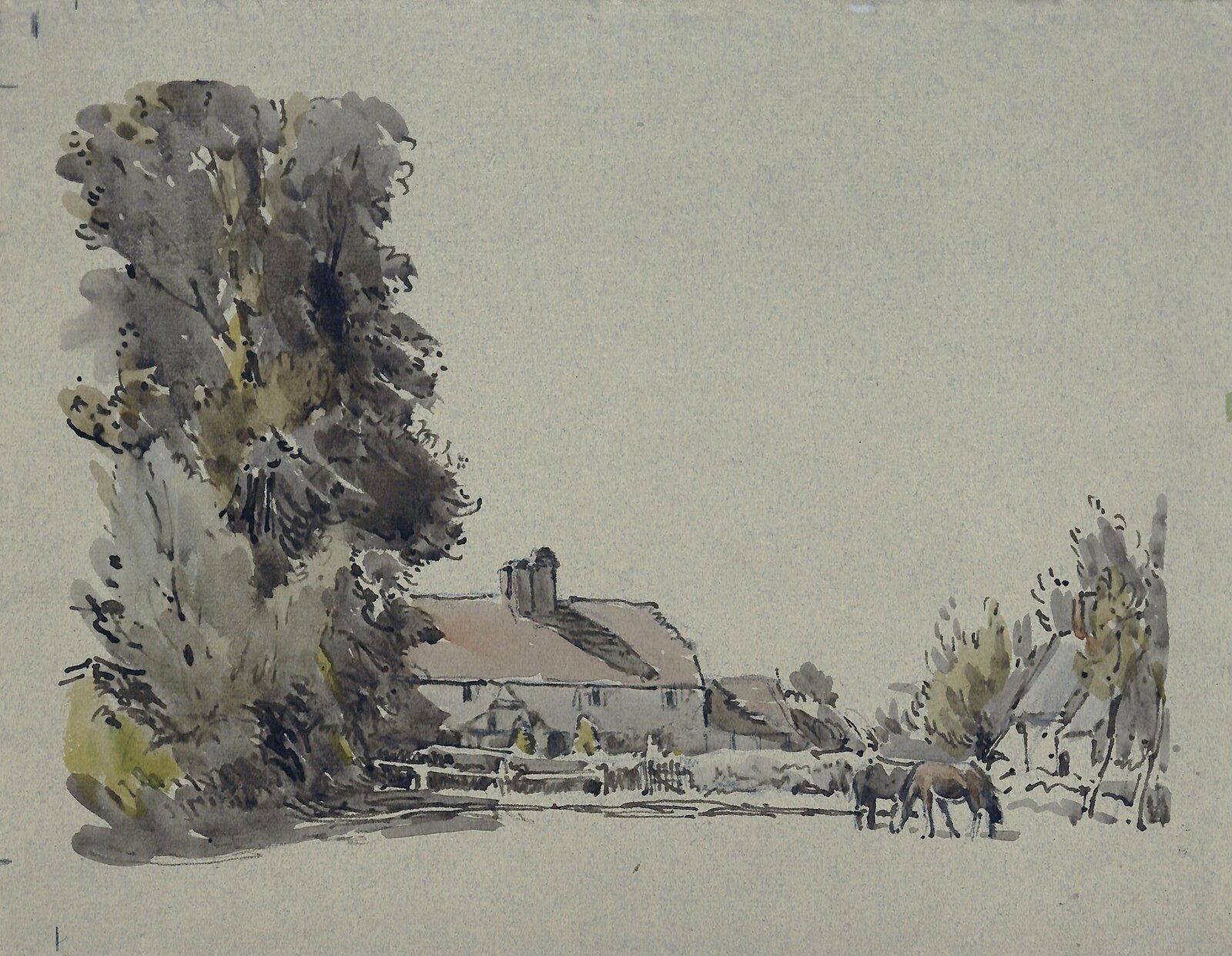 Farm and Trees, Henry Herbert Bulman, ca. 1920s