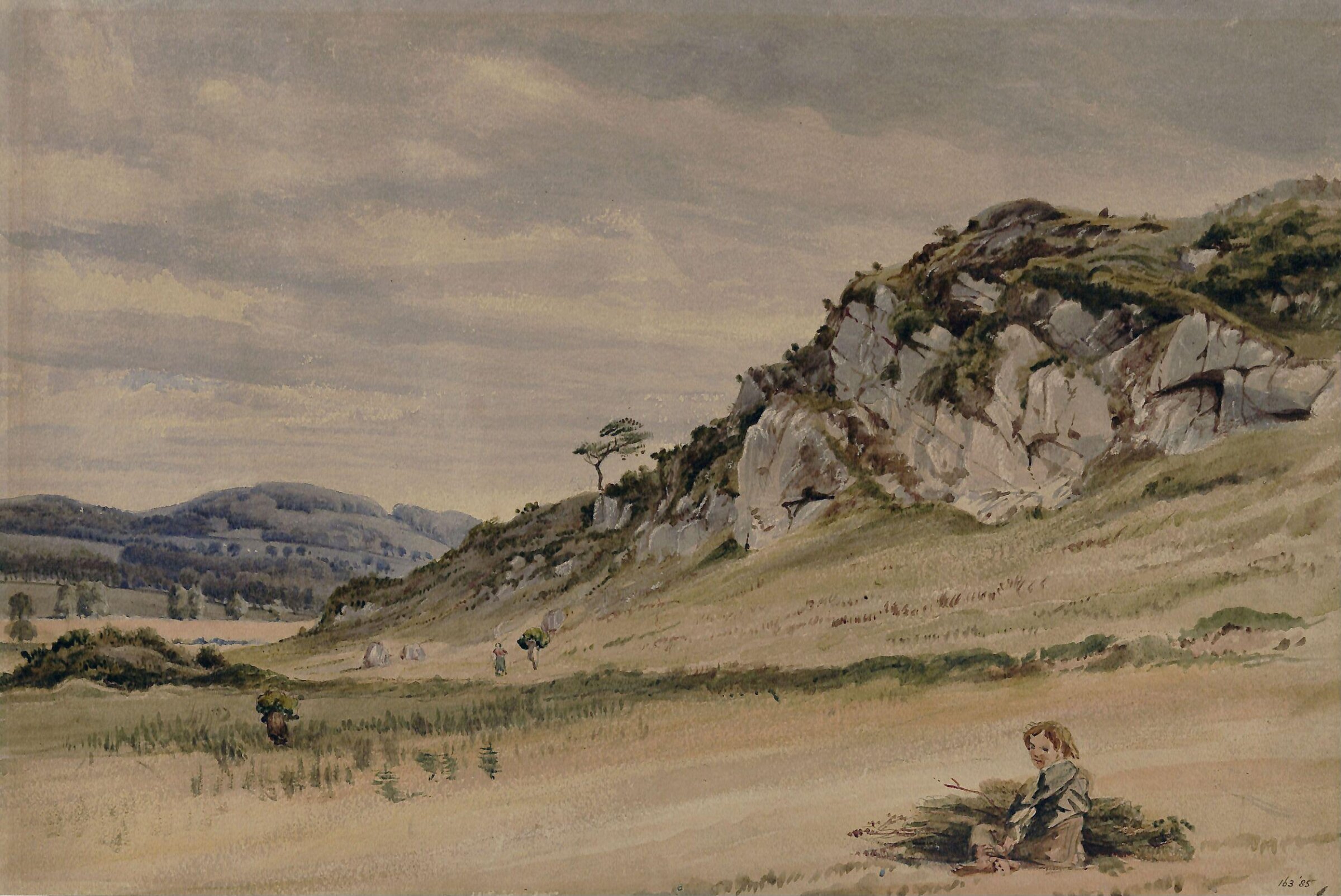 Hilly landscape with rocks in the foreground, Bonington, early 19th century