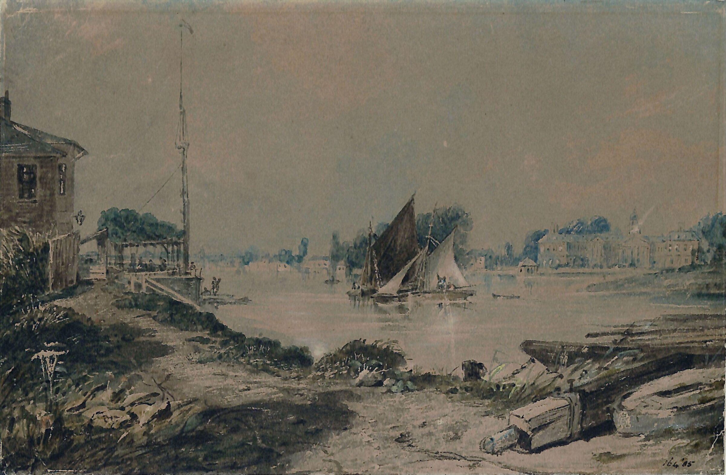 Chelsea Hospital from the Red House, Battersea, Bonington, early 19th century