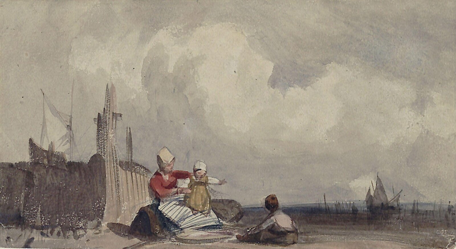 Fisher Folk on the Beach, Bonington, ca. 1820-1828