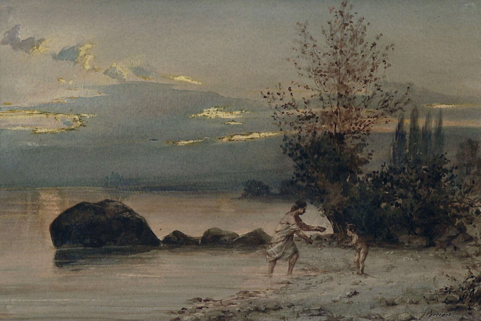 Lake scene, mid 19th century