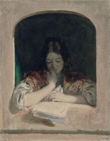 Girl reading at a window thumbnail 1