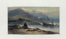 A Chinese River, with a figure on the bank thumbnail 1