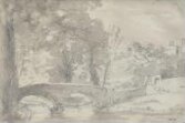 Bridge with trees and buildings, at Haddon thumbnail 2