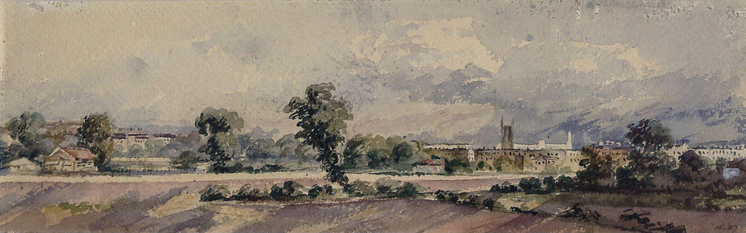 View from Gore Lane, Kensington, showing St. Luke's Church, Chelsea, Peter de Wint, ca. 1805-1849